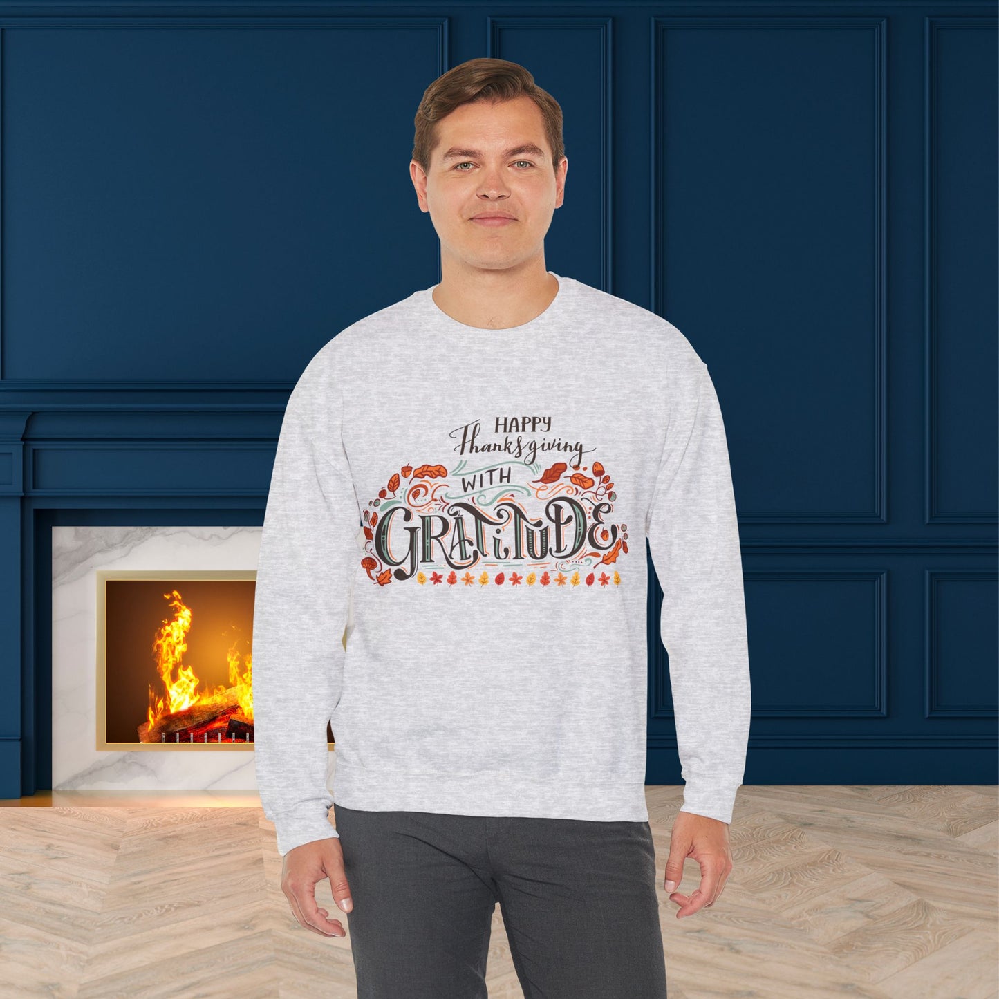 HappyThanksgiving With Gratitude  Sweatshirt - Unisex Heavy Blend, Happy Thanksgiving2024 Sweatshirt, Thanksgiving Gift, Festive Sweatshirt.