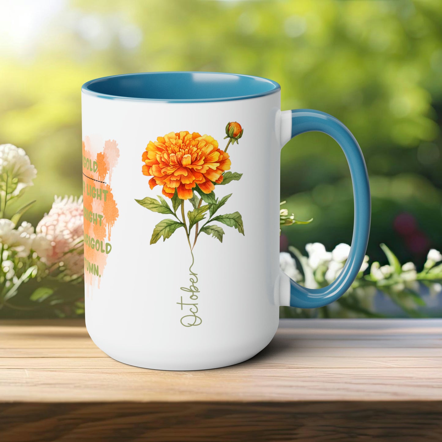 October Birth Month Flower Two-Tone Coffee Mugs, 15oz, Birthday Gift For Her.