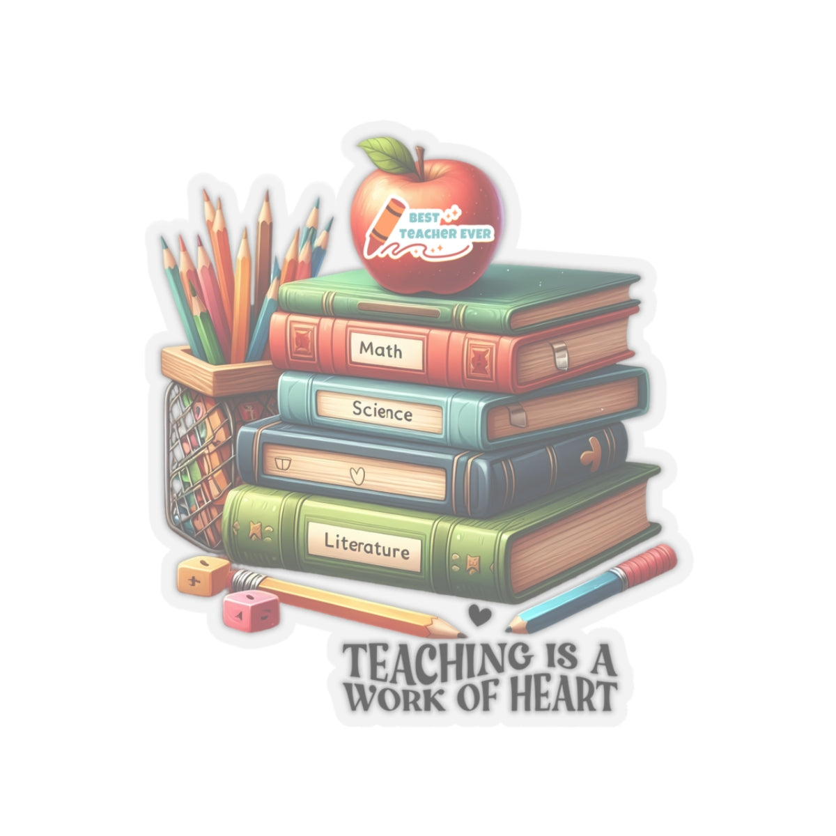 Teaching Is Work Of Heart Back To School Kiss-Cut Stickers, First Grade Squad Kiss-Cut Stickers, Gift for First graders, Ready for School, Back to Learning.