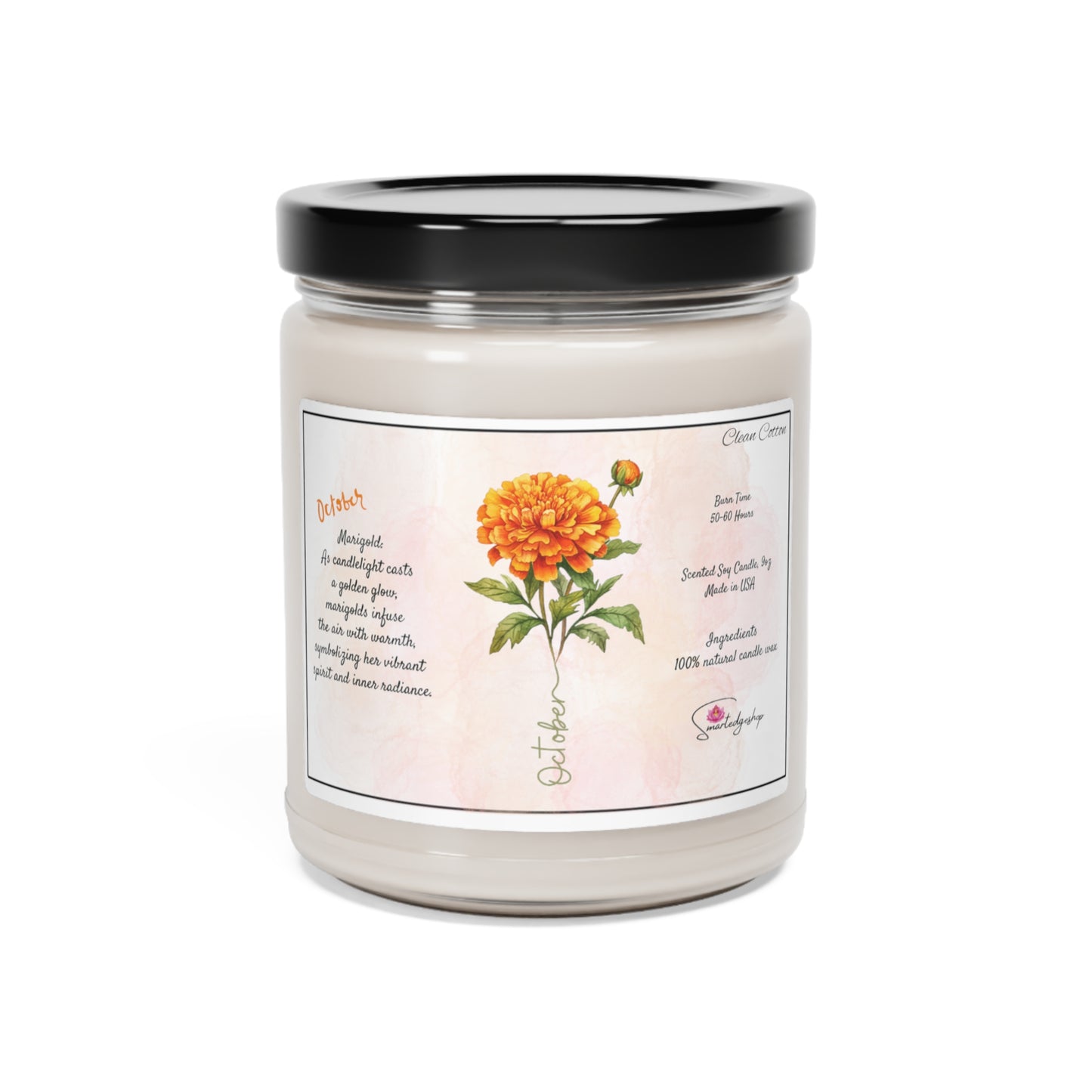 October Birth Month Flower Scented Soy Candle, 9oz