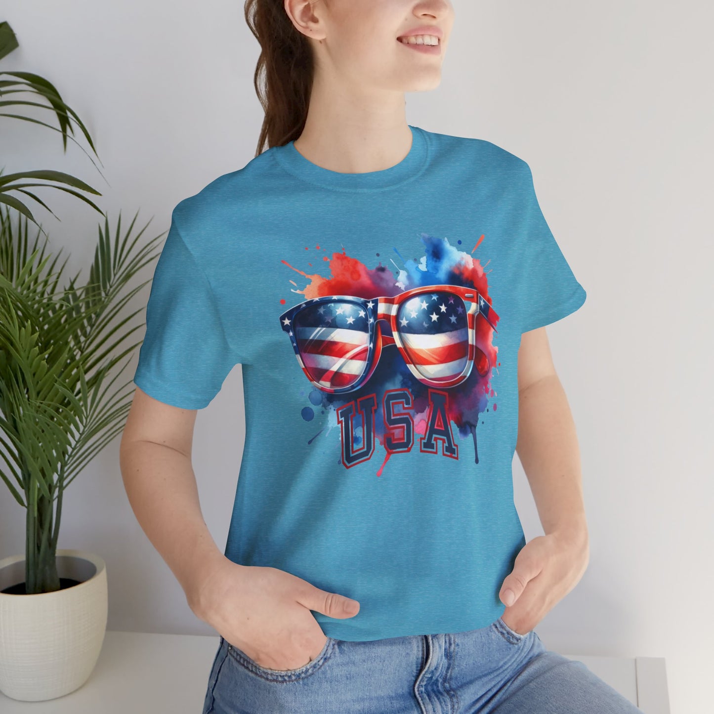 4th of July T-shirt, Sweet Land Of Liberty T-Shirt, Fourth of July unisex jersey short sleeve, America, Flag, Peace Love America. Proud To Be An American, Red White Blue.