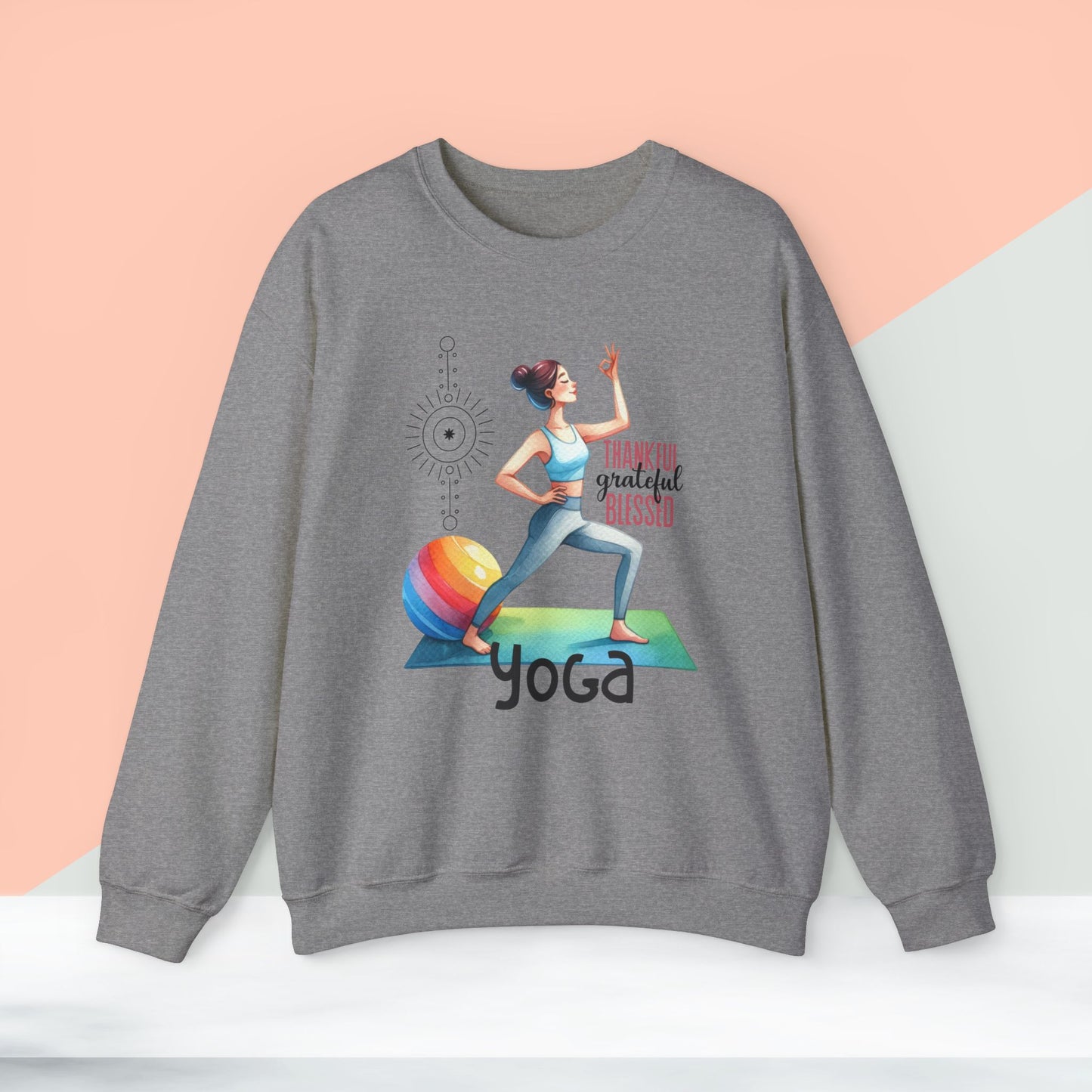 Thankful Grateful Blessed Yoga unisex heavy blend crewneck sweatshirt,Yoga workout Sweatshirt,Yoga lovers Sweatshirt, Yoga Instructor Gift, Gym Sweatshirt, Gift For Yoga lovers, Gift For Yogi.