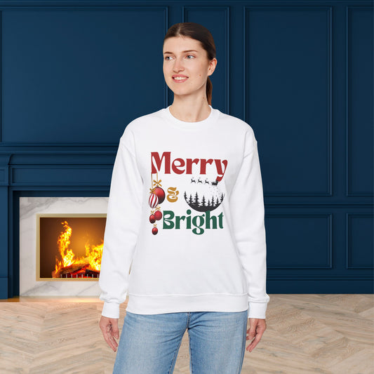 Merry & Bright Christmas Sweatshirt - Unisex Heavy Blend, Merry Christmas, Festive, Christmas Gift, Crewneck, merry Christmas Sweatshirt, Christmas Sweatshirt  Christmas Gift, Festive Sweatshirt.