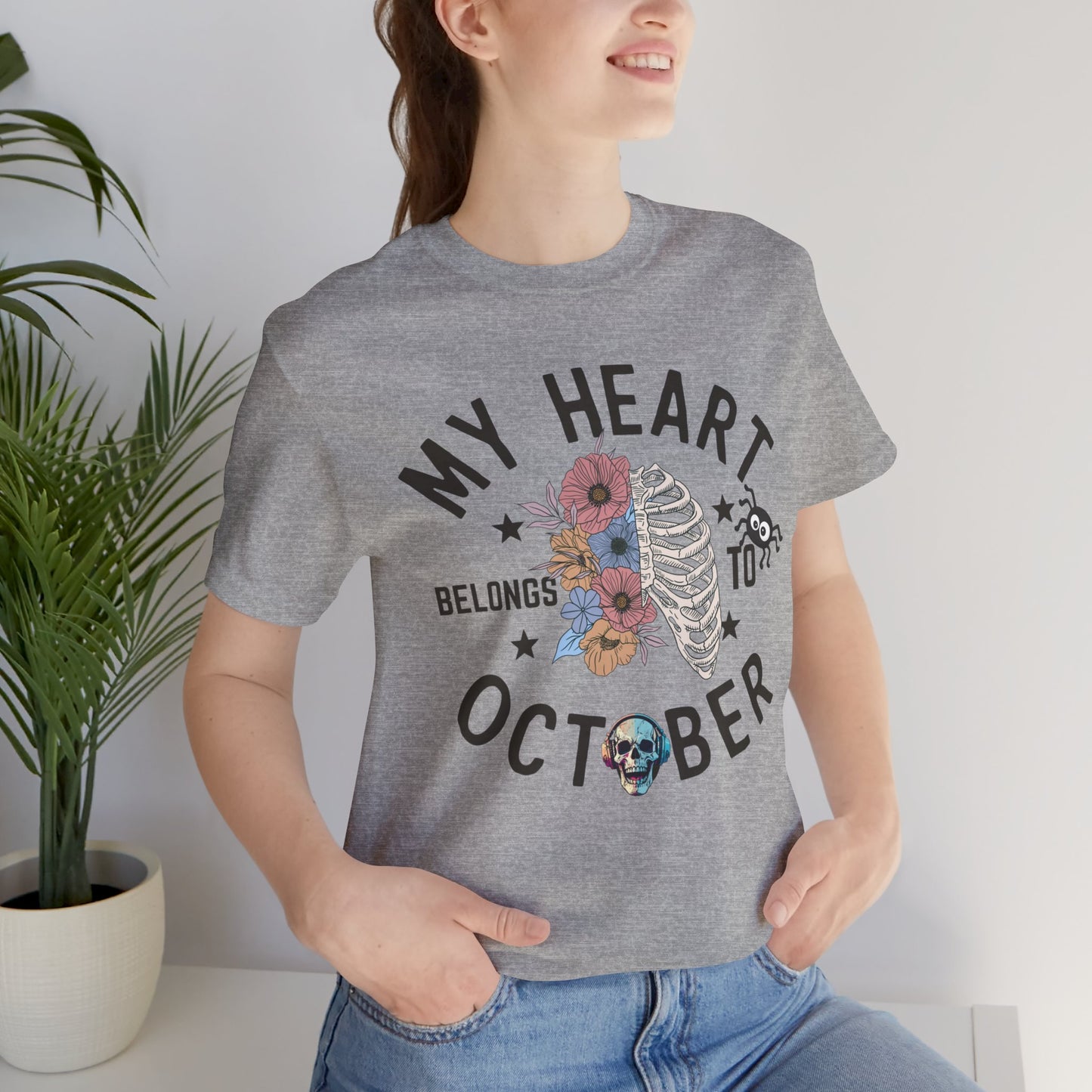 My Heart Belongs To October Halloween T-shirt, Happy Halloween T-shirt, Trick Or Treat T-shirt, Halloween T-shirt, Cool Halloween T-shirt, Spooky T-shirt,