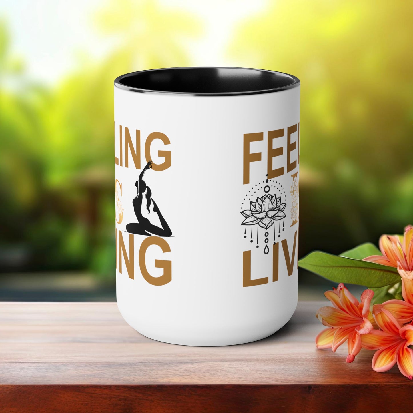 Feeling Is Living Yoga Coffee Mug, Cute Yoga Coffee Mug, Yoga lovers Coffee Mug, Yoga Instructor Gift, Gift For Yoga lover, Gift For Yogi.