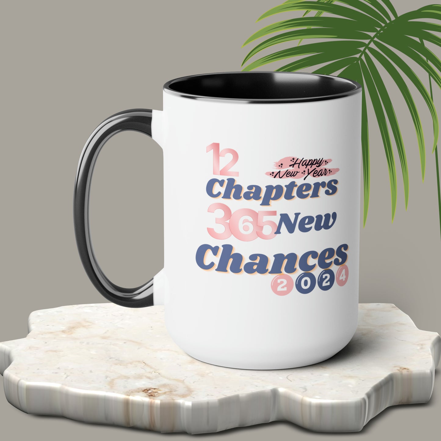 Happy New Year Two-Tone Coffee Mugs, 15oz