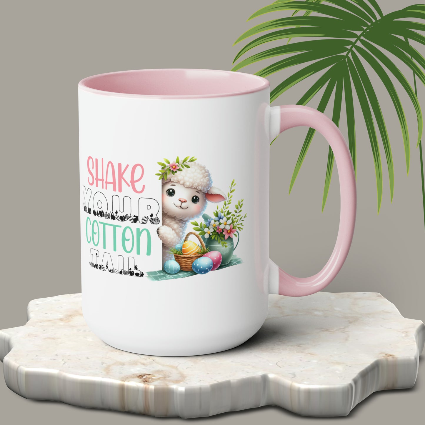 Shake Your Cotton Tail Two-Tone Coffee Mugs, 15oz