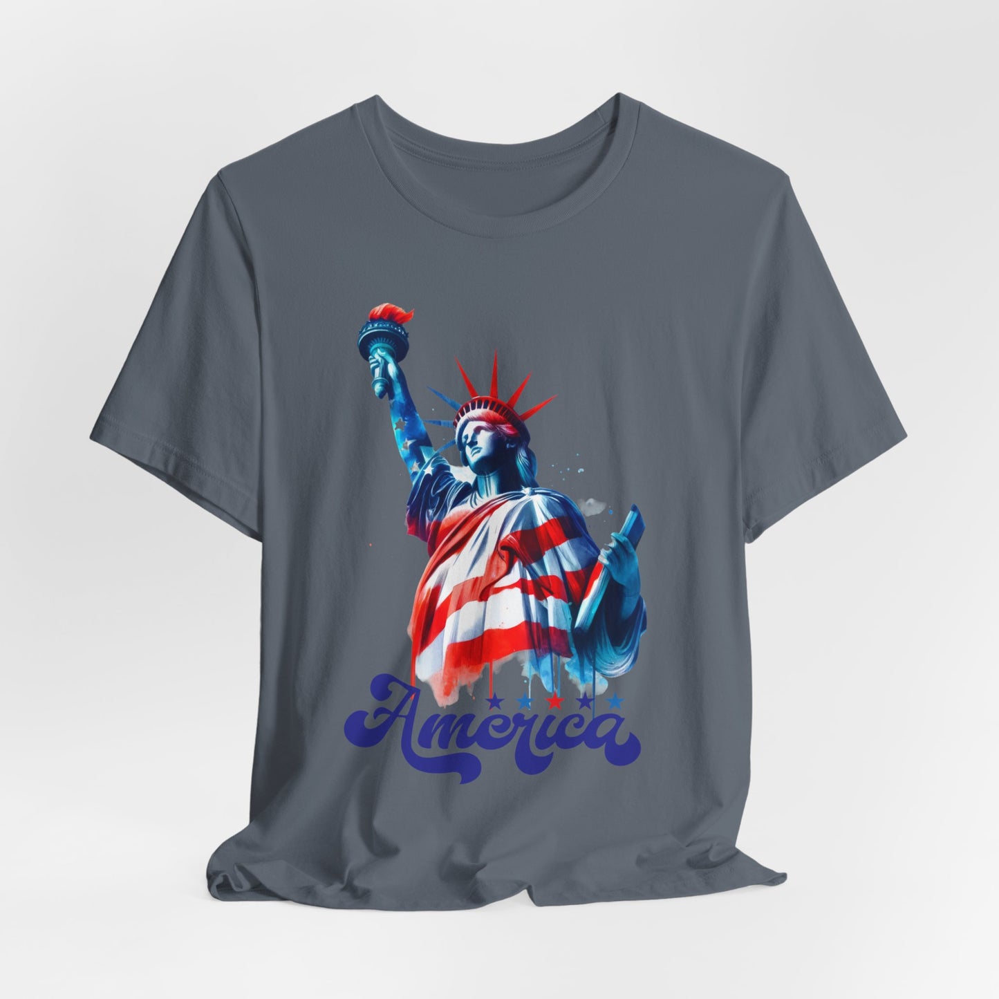 4th of July T-shirt, Sweet Land Of Liberty T-Shirt, Fourth of July unisex jersey short sleeve, America, Flag, Peace Love America. Proud To Be An American, Red White Blue.