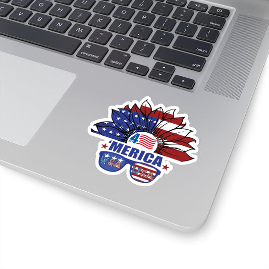 Happy 4th Of July Kiss-Cut Stickers, America, Flag, Peace Love America. Proud To Be An American, Red White Blue stickers.