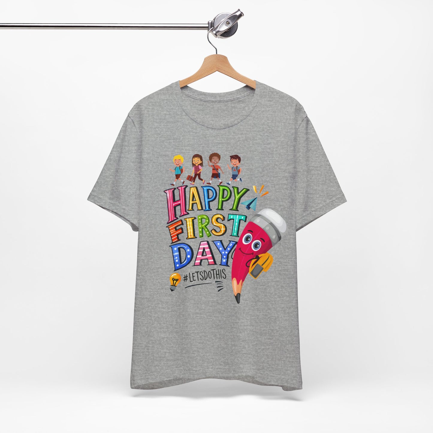 Happy First day T-Shirt, Hello Teacher T-Shirt, Back To School T-Shirt, Teach Love Inspire Teacher Shirt, Teacher Back To school unisex jersey short sleeve.First Day Vibes T-Shirt.