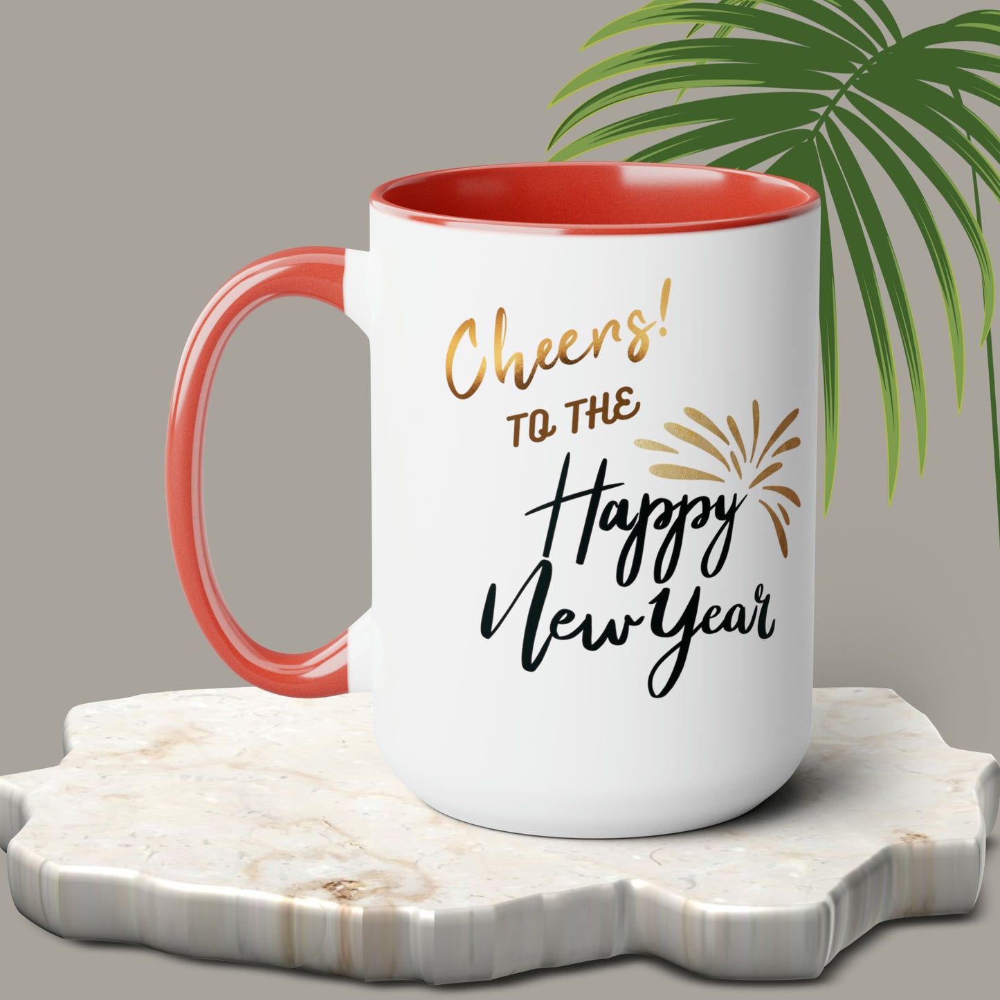 Happy New Year Two-Tone Coffee Mugs, 15oz