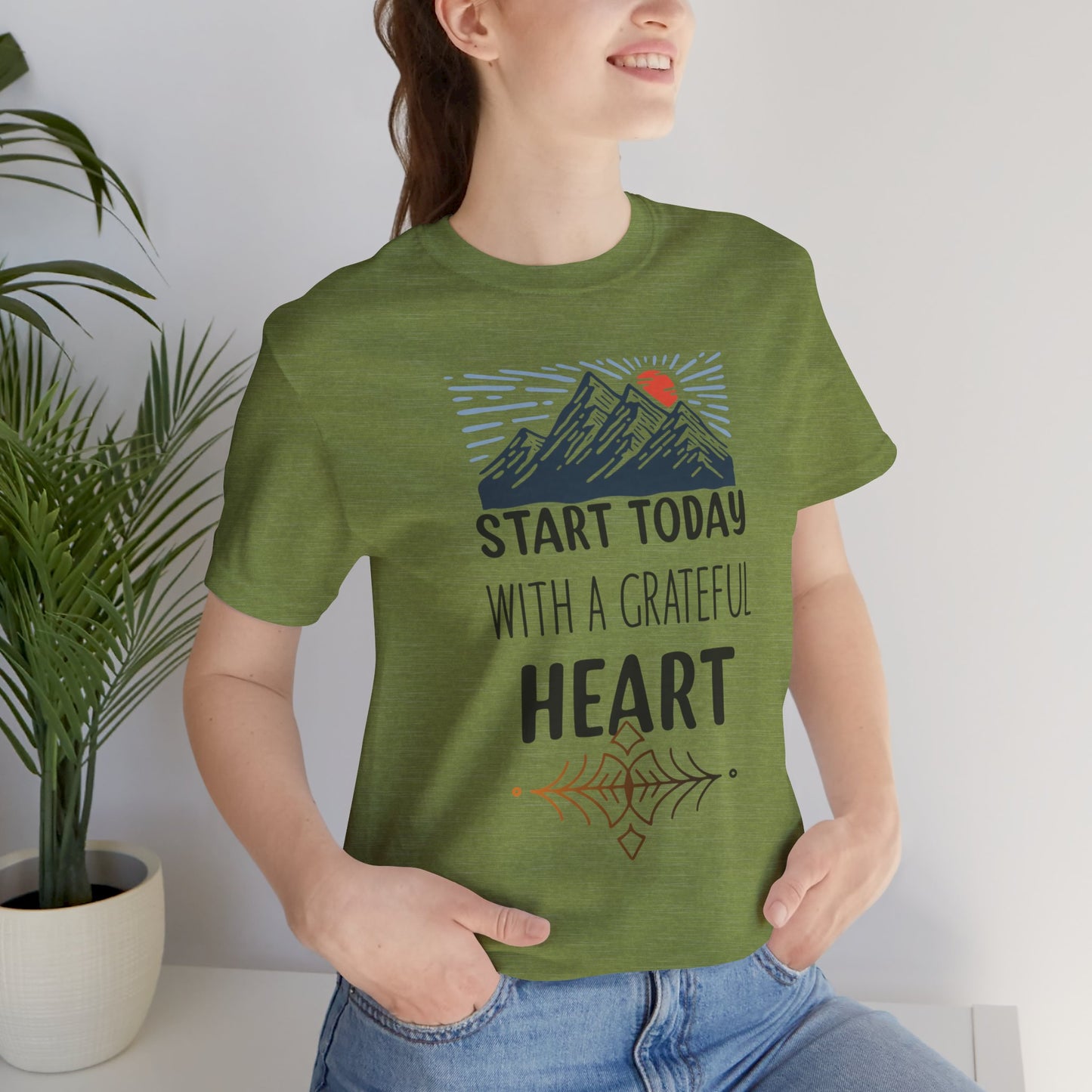 Start Today With A Grateful Heart Yoga T-Shirt, Cute Yoga workout Shirt, Yoga lovers T-shirt, Yoga Instructor Gift, Gym shirt, Gift For Yoga lover, Gift For Yogi.