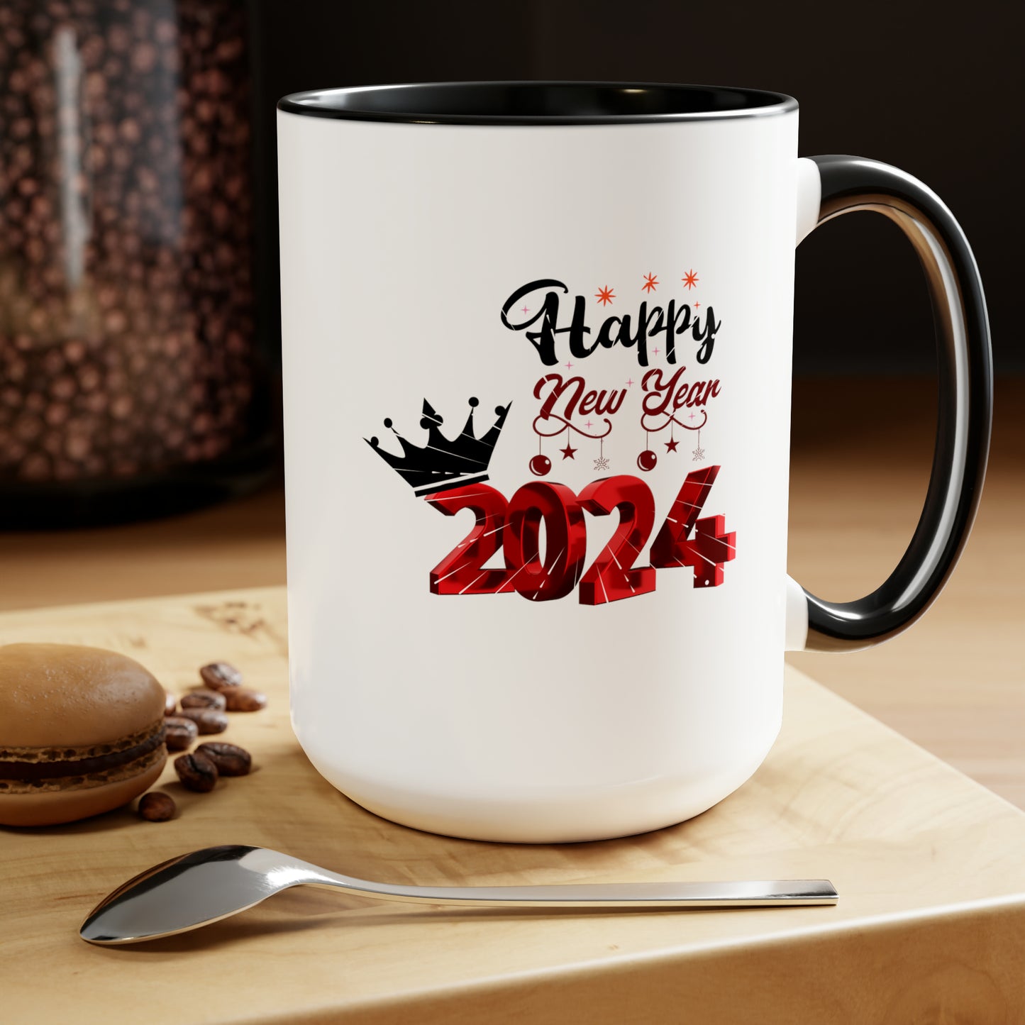 Happy New Year Two-Tone Coffee Mugs, 15oz