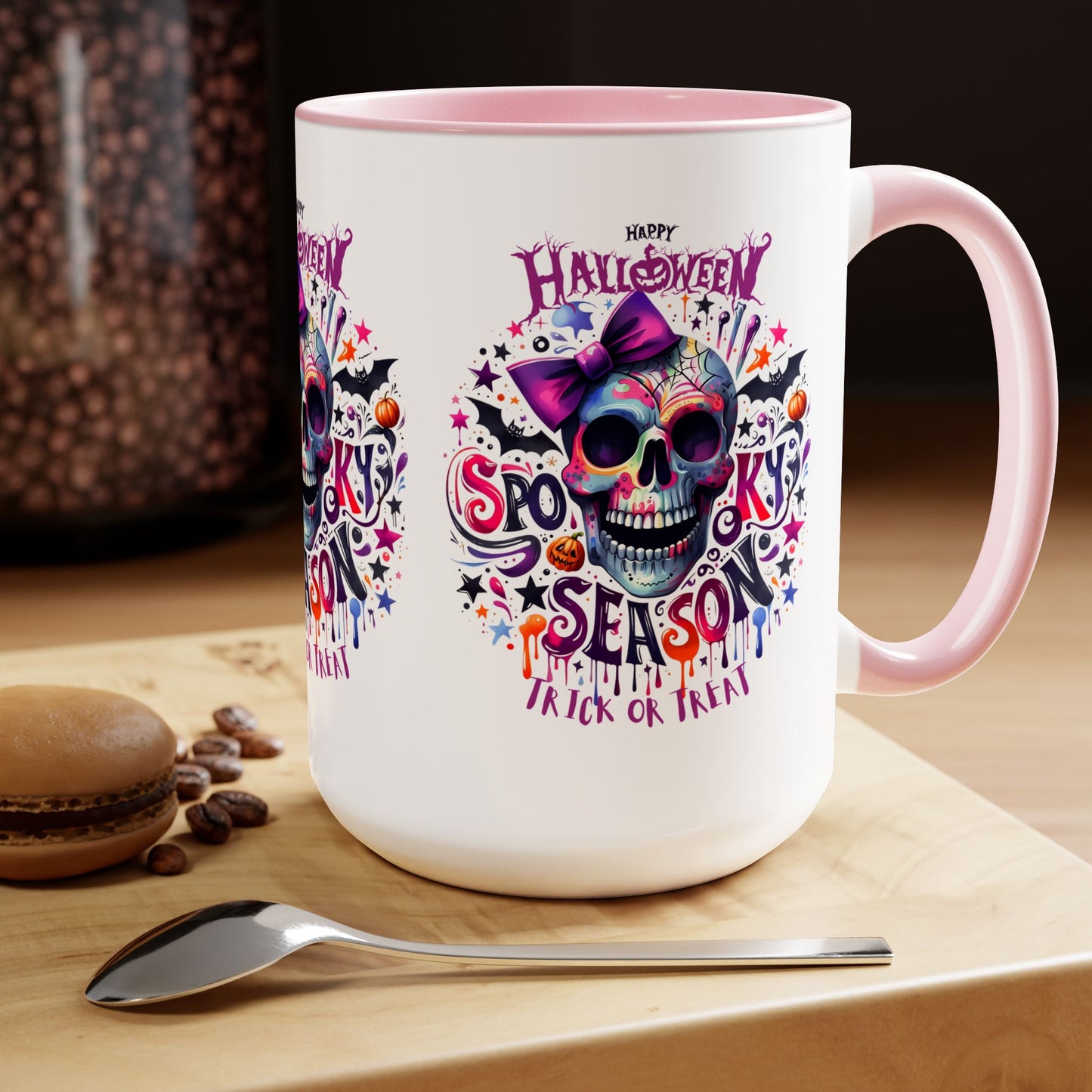 Spooky Season Halloween Coffee Mug, Halloween Coffee Mug, Trick or Treat Halloween Coffee Mug, Cute Skeleton Coffee Mug, Spooky Vibes Halloween Coffee Mug.