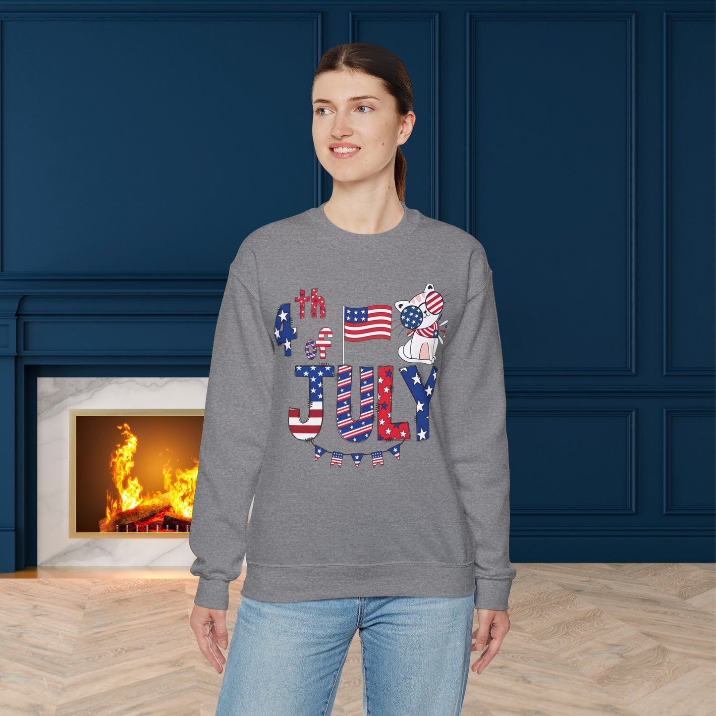 Happy 4th Of July Sweatshirt, Fourth of July unisex heavy blend crewneck sweatshirt.