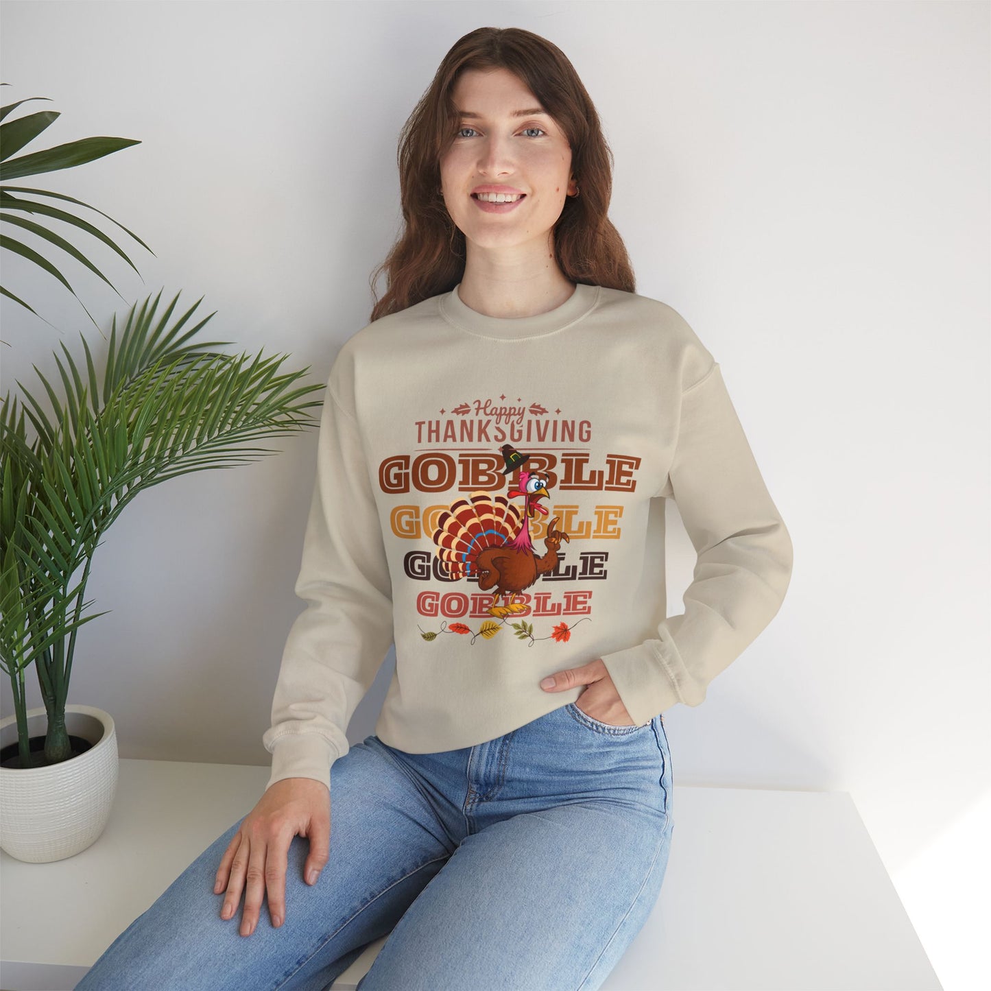 Gobble Sweatshirt, HappyThanksgiving Sweatshirt - Unisex Heavy Blend, Happy Thanksgiving2024 Sweatshirt, Thanksgiving Gift, Festive Sweatshirt.