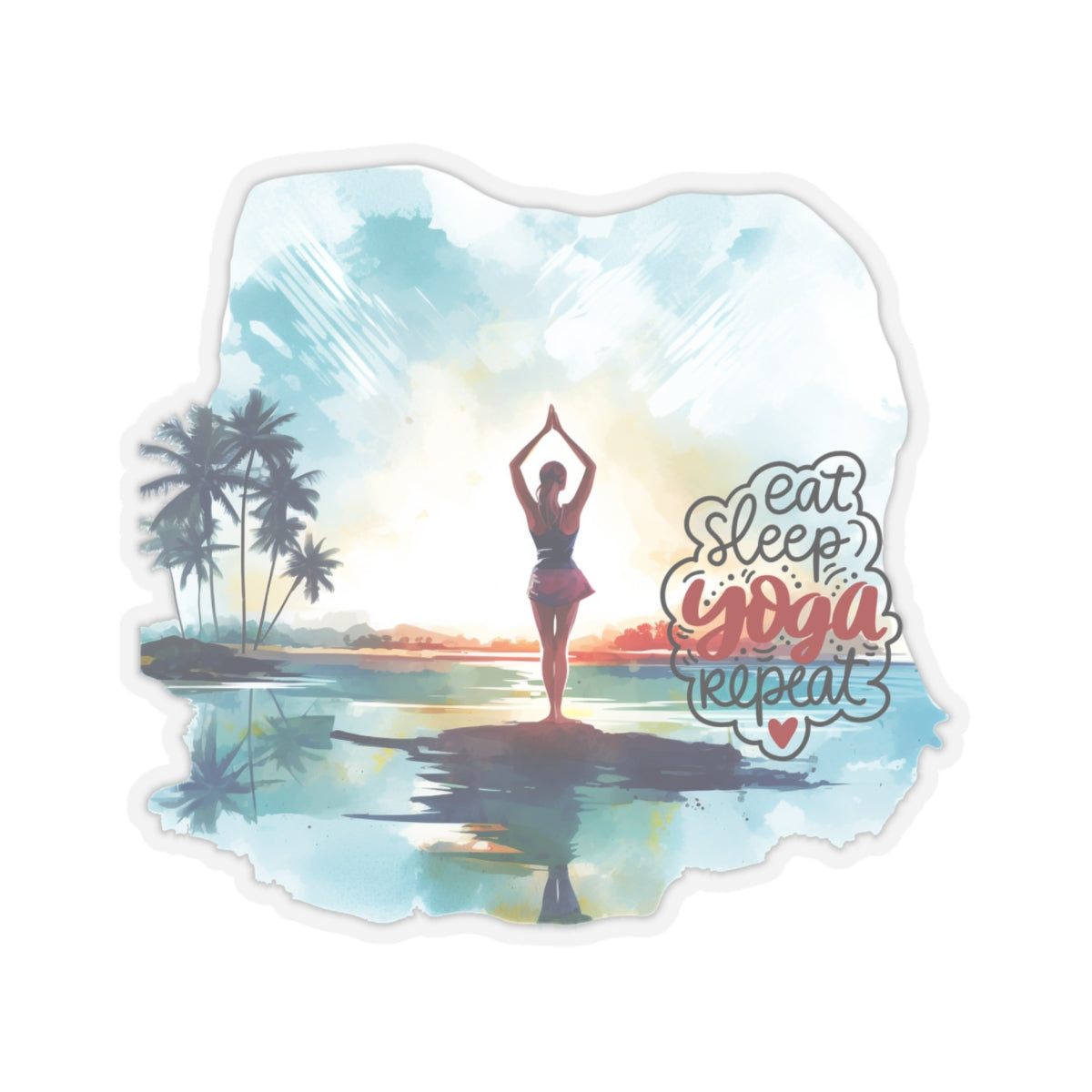 Eat Sleep Yoga Repeat Yoga Kiss-Cut Stickers , Cute Yoga Kiss-Cut Stickers, Mindful Gift, Yoga lovers Kiss-Cut Stickers, Yoga Instructor Gift, Gift For Yoga lovers, Gift For Yogi.