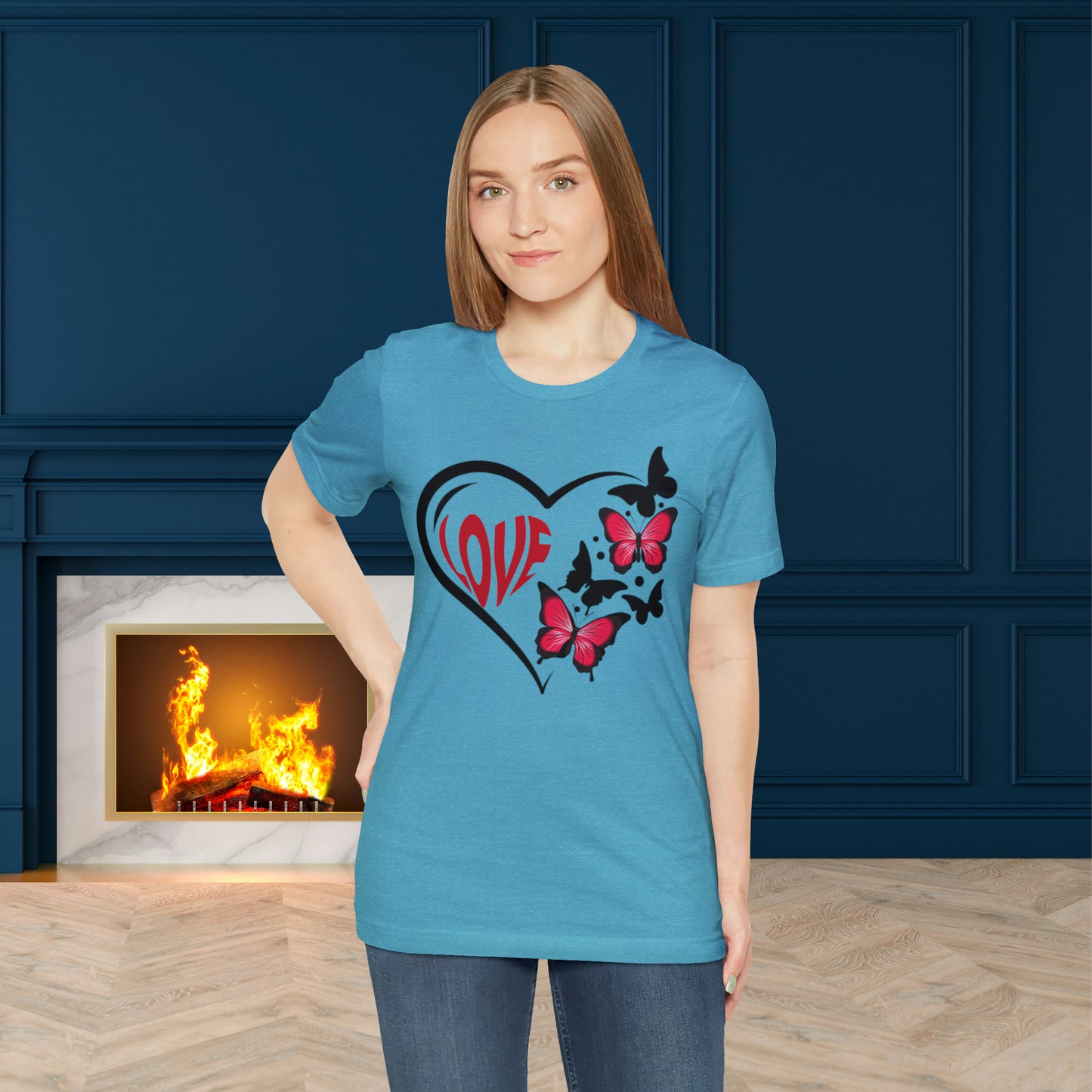 Happy valentines day butterfly heart shape Unisex Jersey Short Sleeve Tee