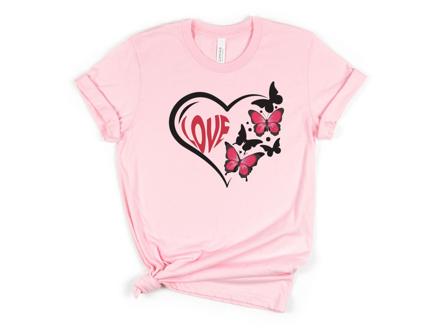 Happy valentines day butterfly heart shape Unisex Jersey Short Sleeve Tee