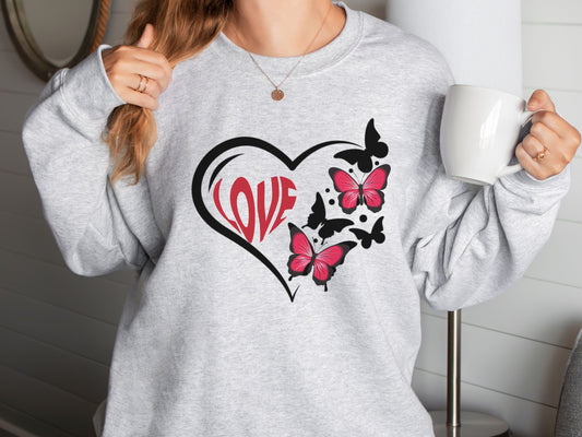 Happy valentines day butterfly heart shape Unisex Heavy Blend™ Crewneck Sweatshirt