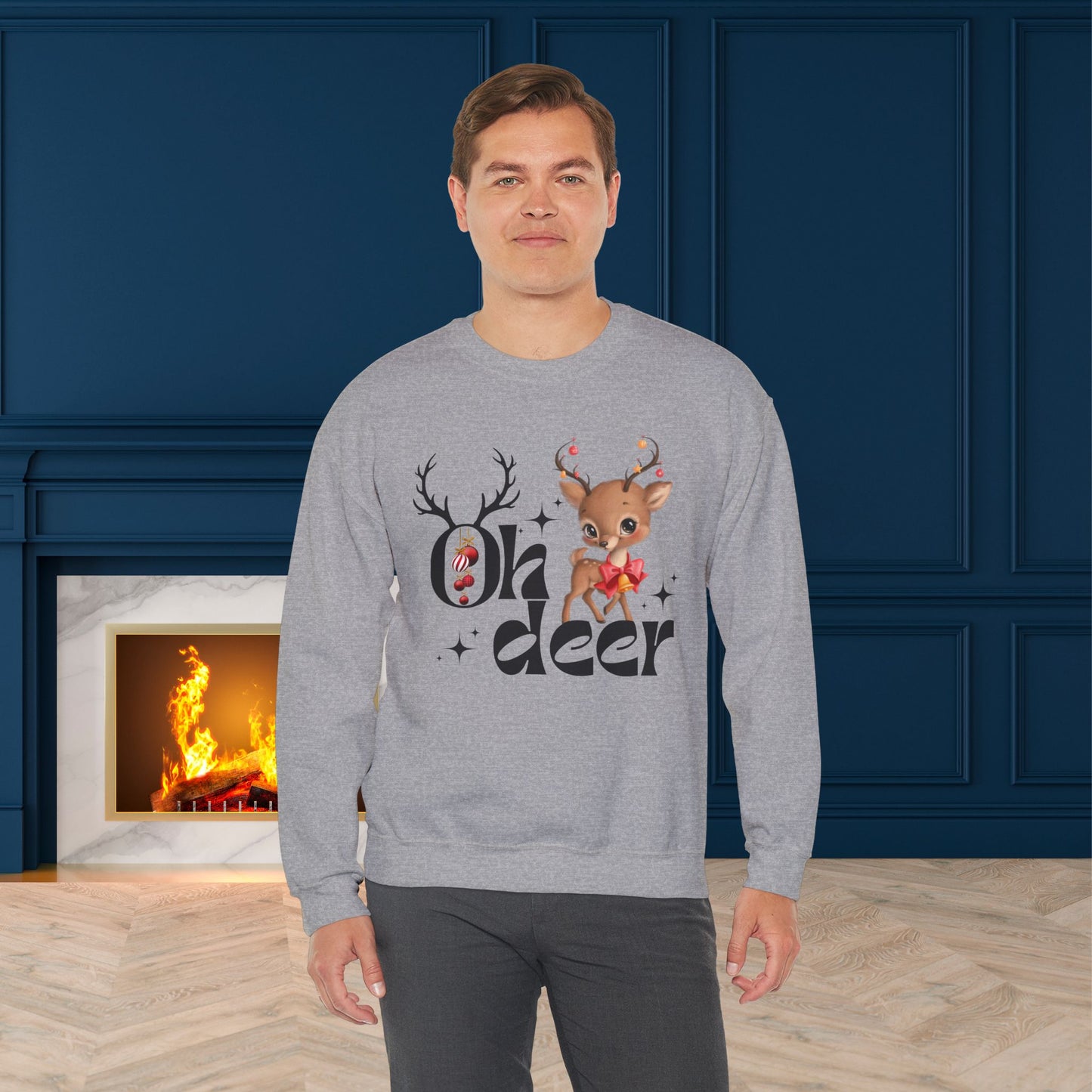 Oh Deer Sweatshirt - Unisex Heavy Blend, Merry Christmas, Festive, Christmas Gift, Crewneck, merry Christmas Sweatshirt, Christmas Sweatshirt  Christmas Gift, Festive Sweatshirt.