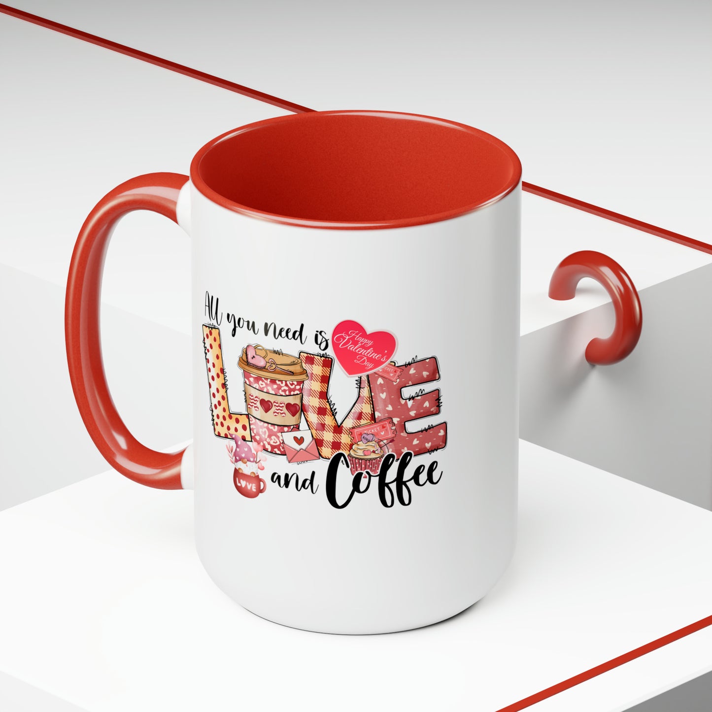 Happy valentines day Two-Tone Coffee Mugs, 15oz