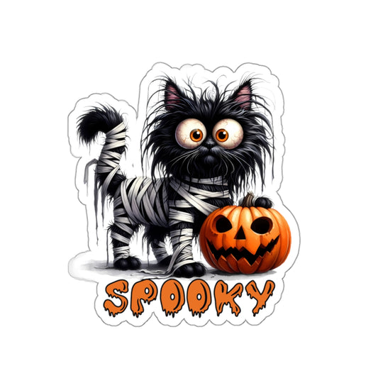 Spooky Kiss-Cut Stickers, Happy Halloween Kiss-Cut Stickers, Spooky Season Kiss-Cut Stickers, Cute Cat Halloween Kiss-Cut Stickers.