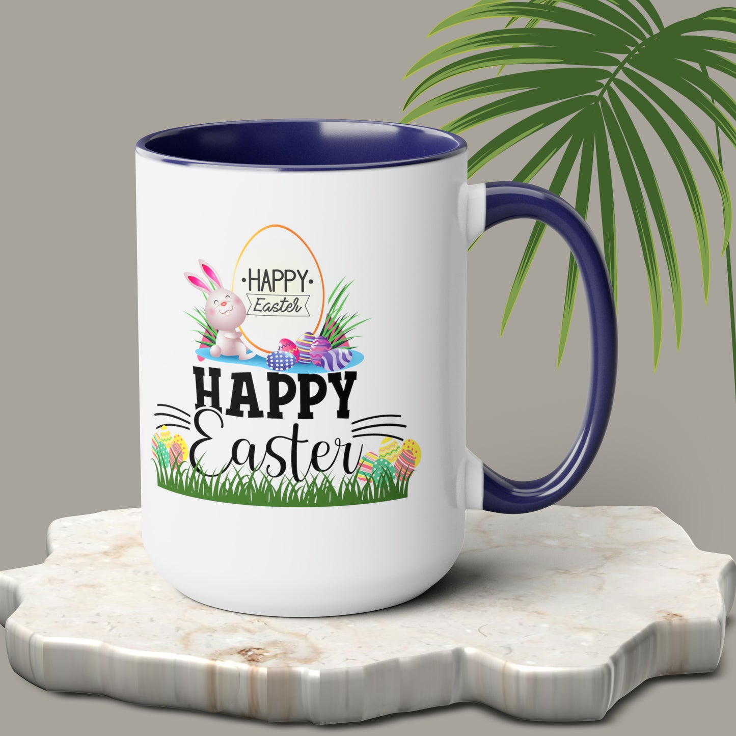 Happy Easter Two-Tone Coffee Mugs, 15oz