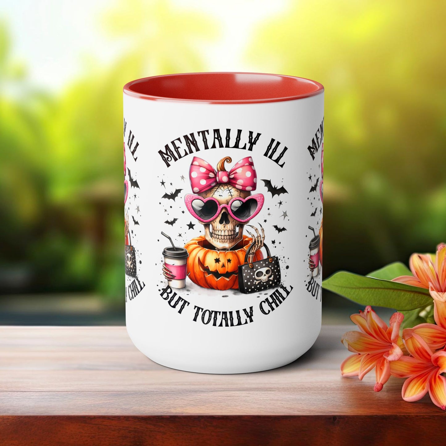 Mentally Ill But Totally Chill Halloween Coffee Mug,  Let's Go Halloween Coffee Mug, Trick or Treat Halloween Coffee Mug, Cute Skeleton Coffee Mug, Spooky Season Halloween Coffee Mug.