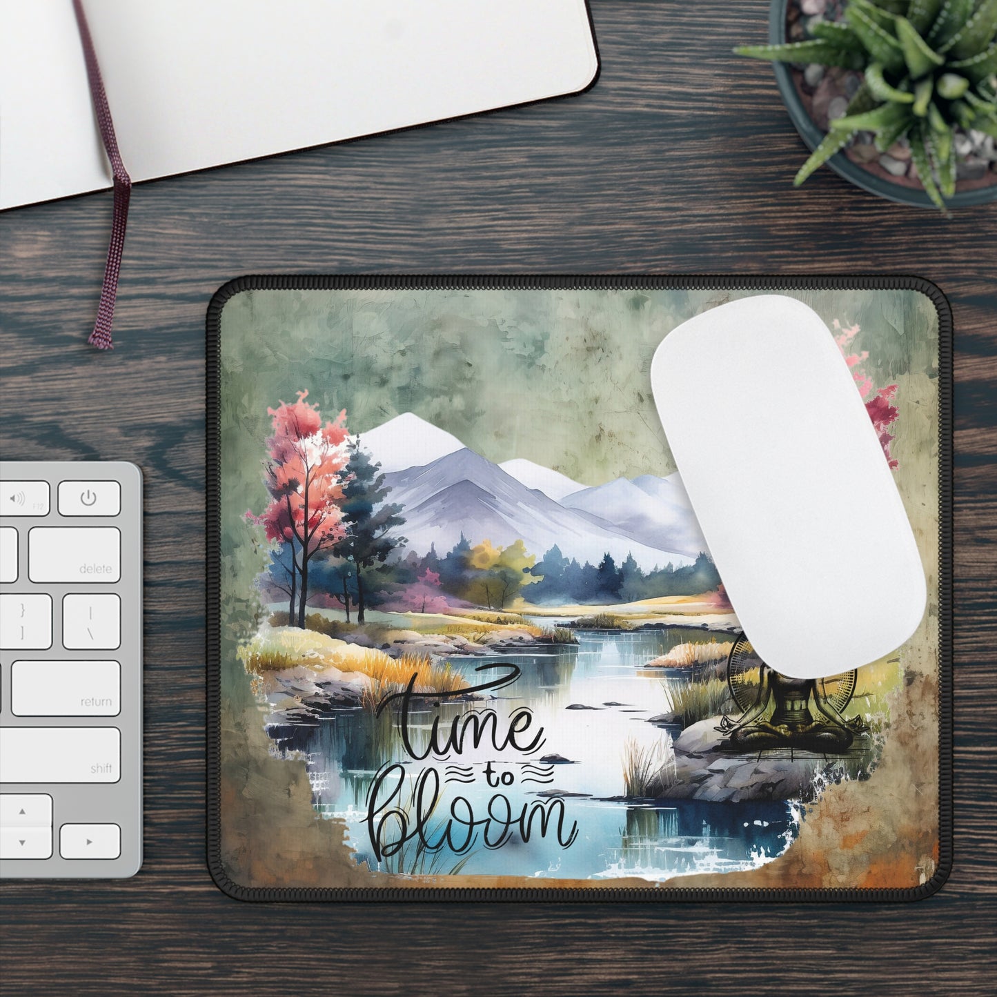 Time To Bloom Yoga Mouse Pad, Cute Yoga Mouse Pad, Mindful Yoga Gift, Yoga lover Mouse Pad, Yoga Instructor Gift, Gift For Yoga lovers, Gift For Yogi.