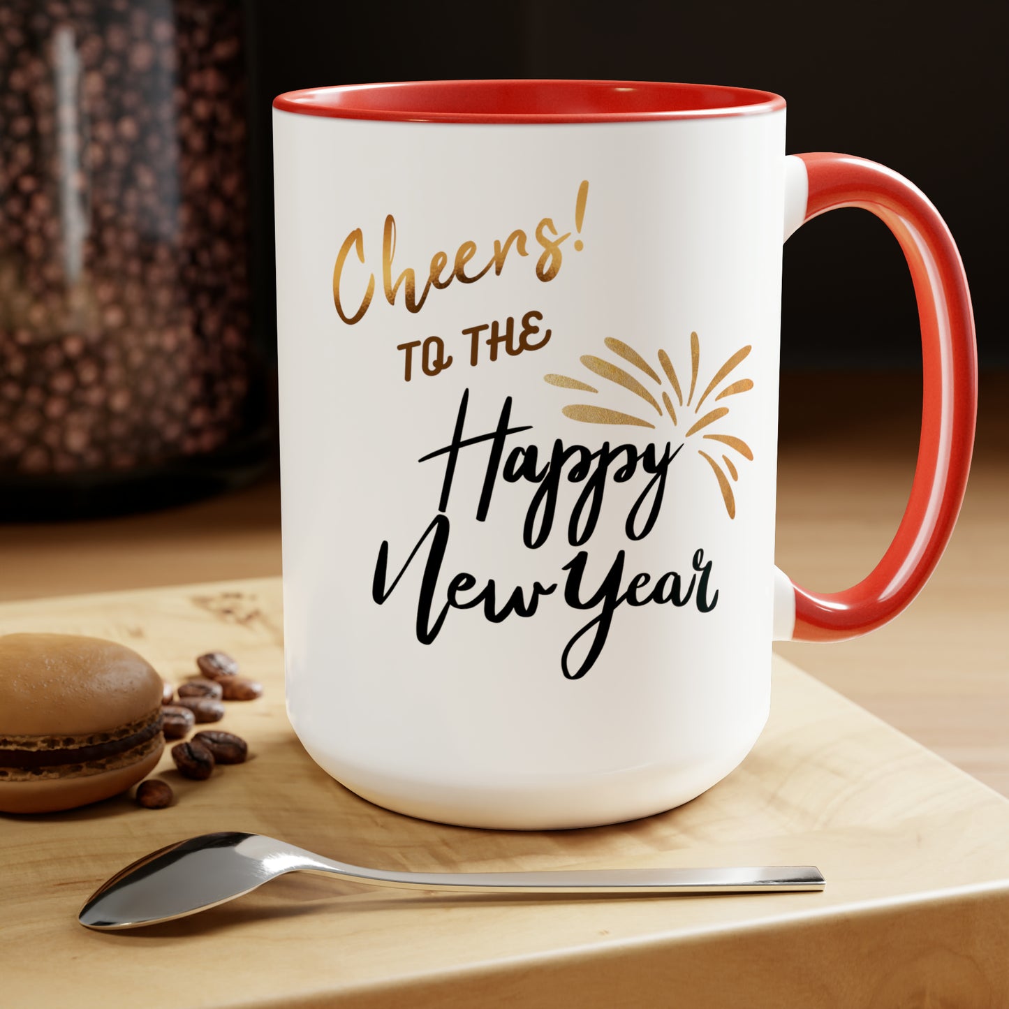 Happy New Year Two-Tone Coffee Mugs, 15oz