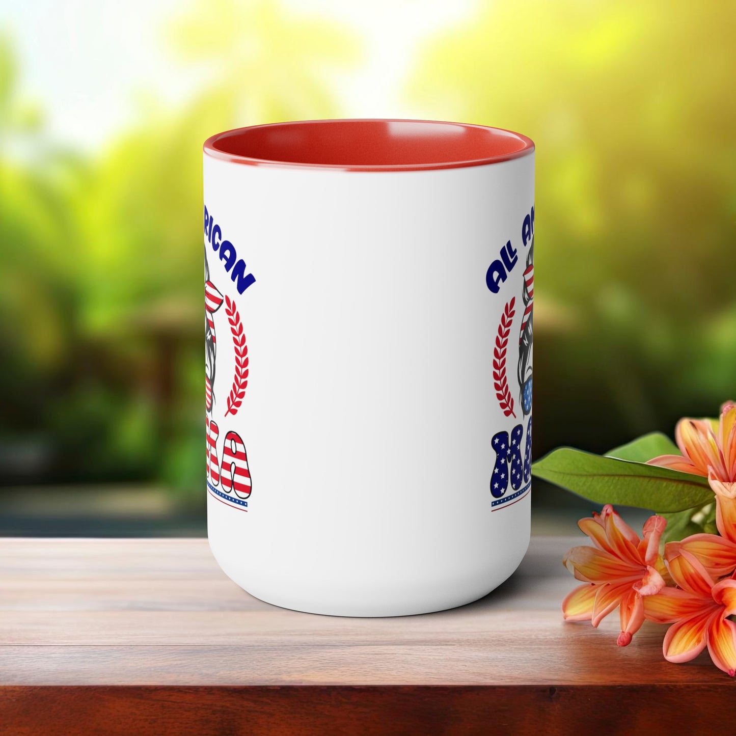 Happy 4th Of July Two -Tone Coffee Mug.15oz. God Bless America Coffee Mug. All American Mama Coffee Mug.