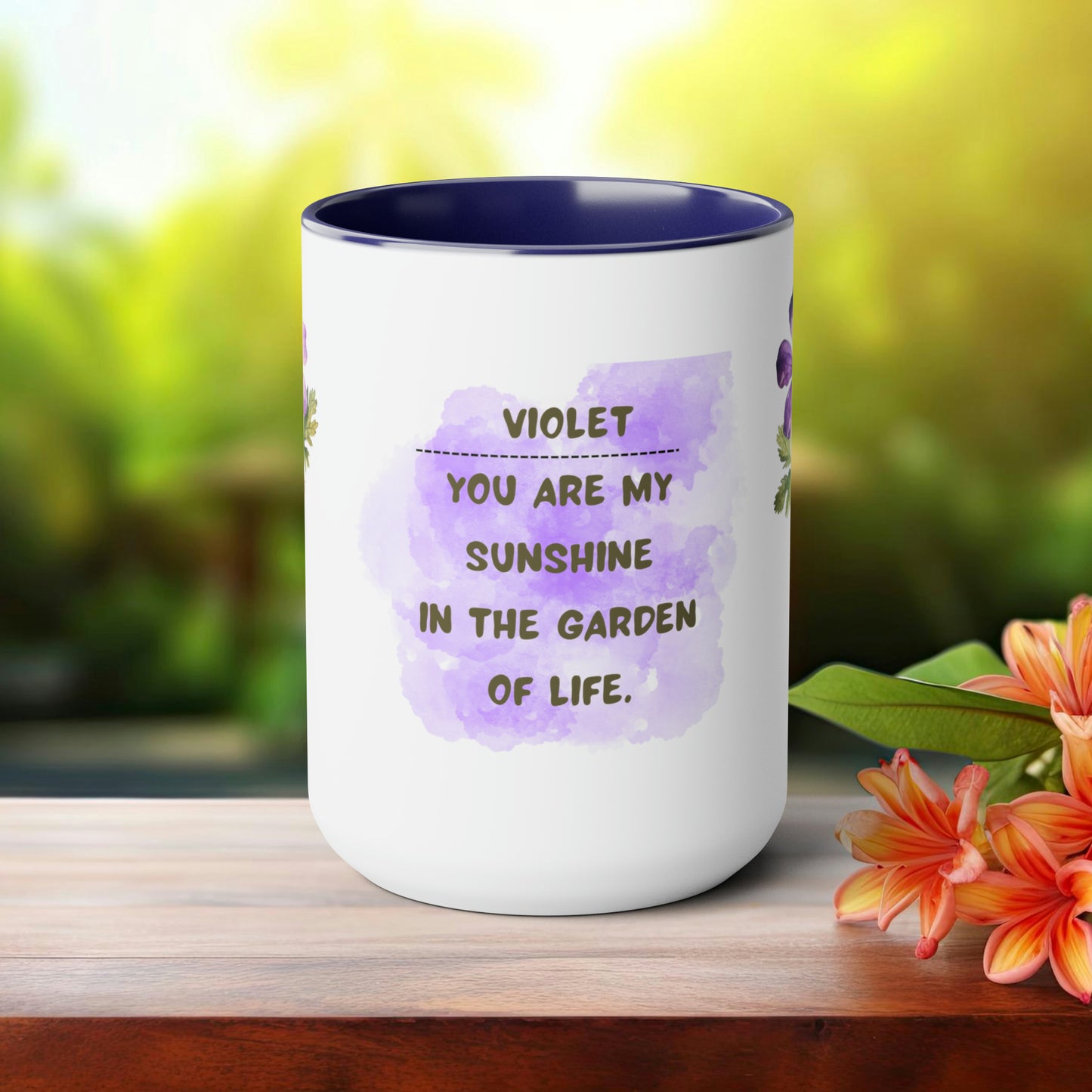 February Birth Month Flower Two-Tone Coffee Mugs, 15oz, Birthday Gift For Her.