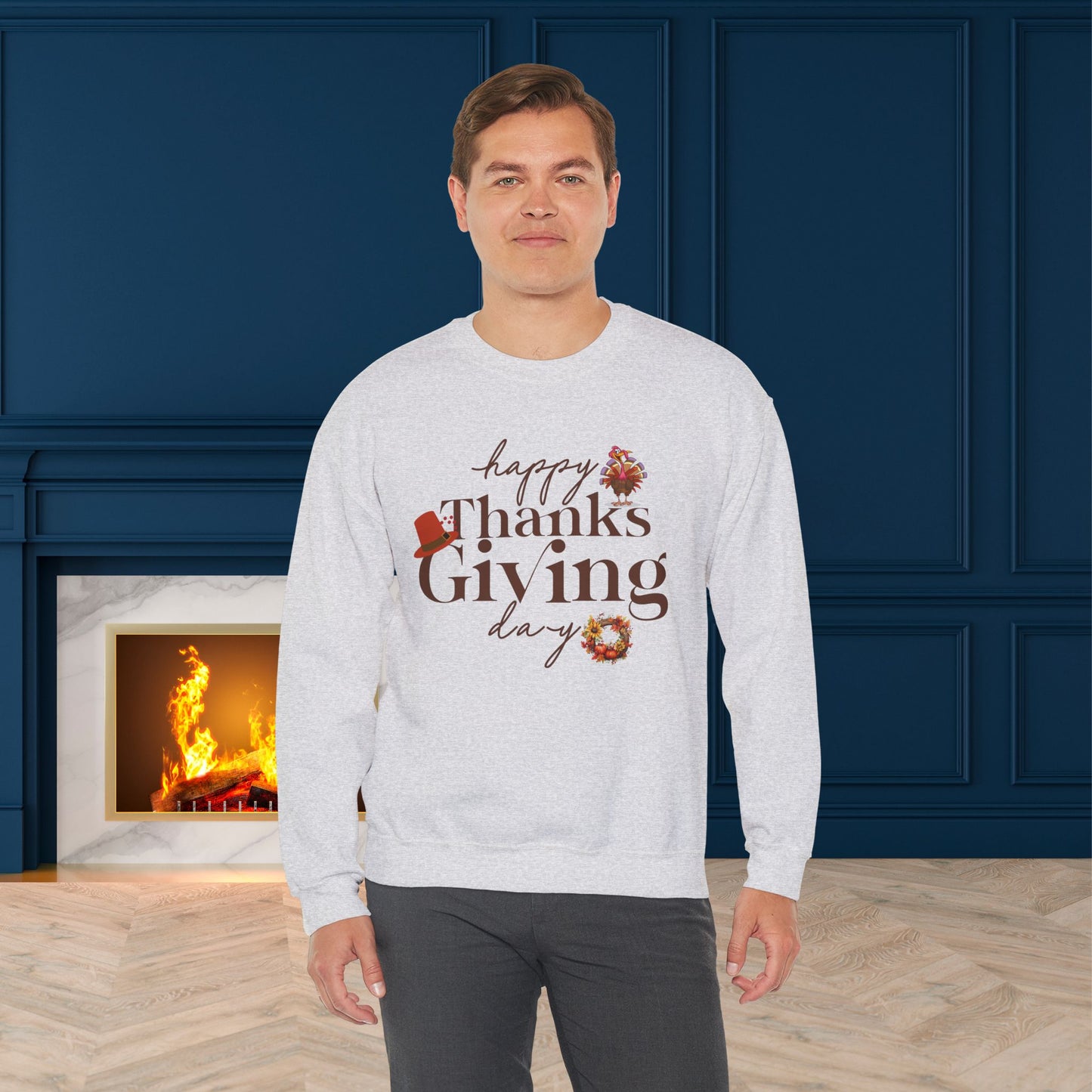 Thanksgiving Sweatshirt, HappyThanksgiving Sweatshirt - Unisex Heavy Blend, Happy Thanksgiving2024 Sweatshirt, Thanksgiving Gift, Festive Sweatshirt.