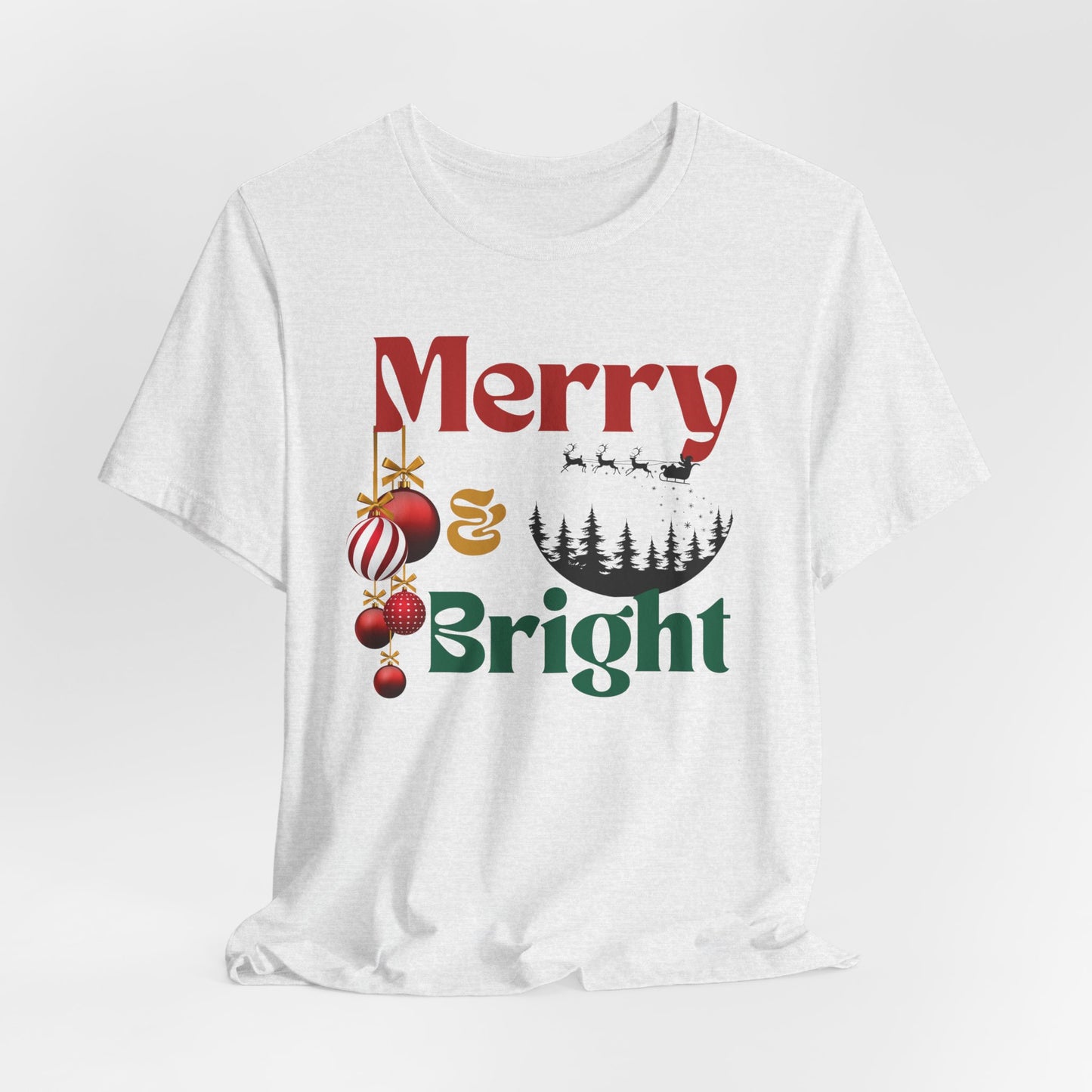 merry & Bright Unisex Tee, Christmas Shirt, Christmas Outfit, Merry Christmas T-shirt, Merry Christmas 2024 T-shirt, Christmas Gift, Family Holiday Outfit.