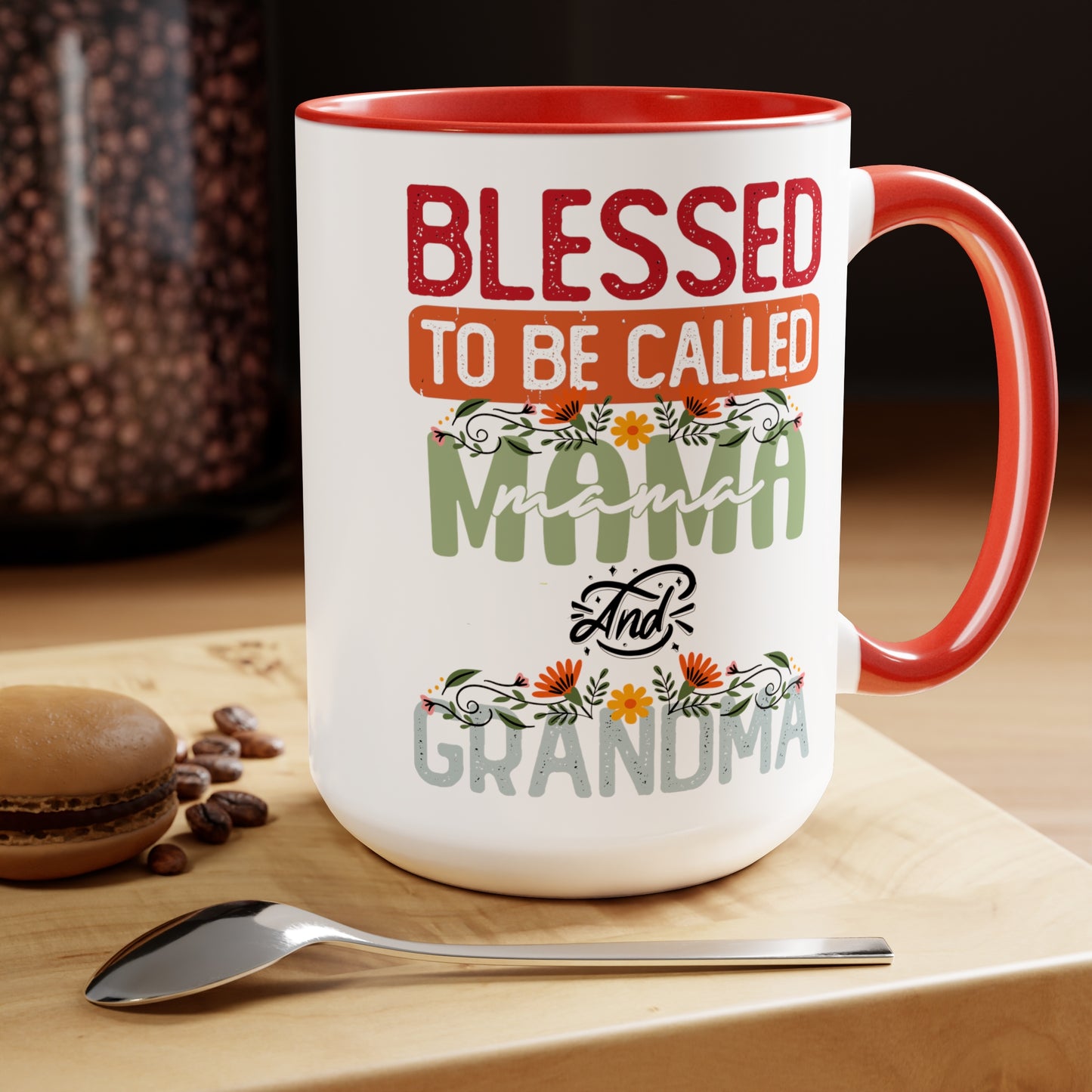 Happy Mother's dayTow-Tone Coffee Mug.15oz, Gift for mom & grandma, Mama's Coffee Mug