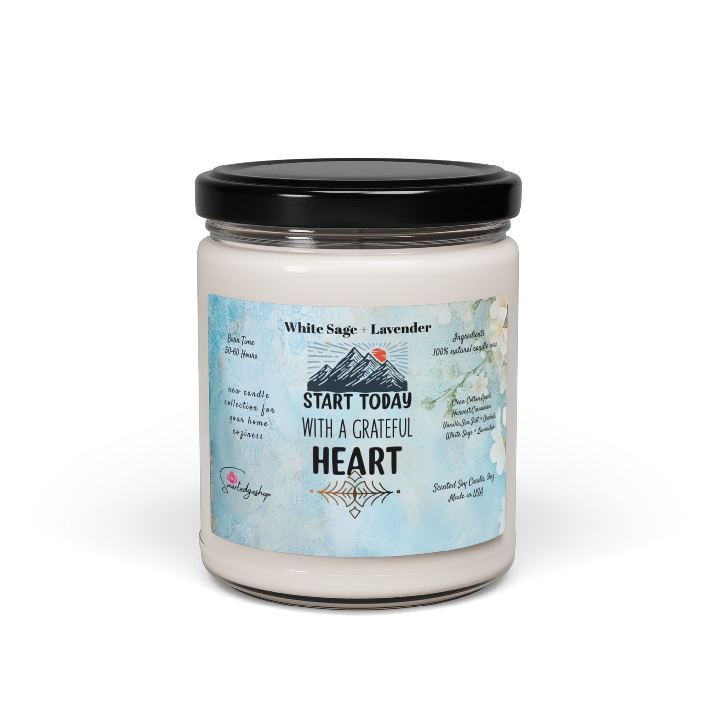 Start Today With A Grateful Heart Yoga Scented Soy Candle, 9oz,Yoga , CuteCandle, Mindful Gift, Yoga lovers candle, Yoga Instructor Gift,  Gift For Yoga lovers, Gift For Yogi.