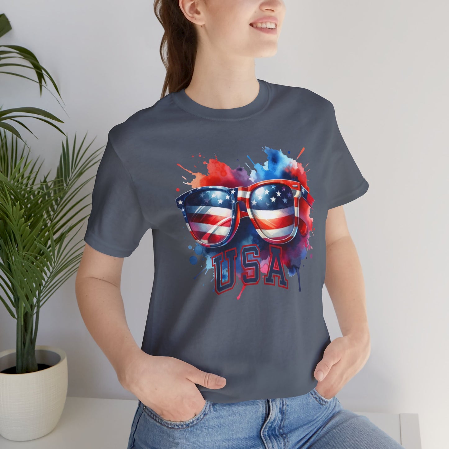 4th of July T-shirt, Sweet Land Of Liberty T-Shirt, Fourth of July unisex jersey short sleeve, America, Flag, Peace Love America. Proud To Be An American, Red White Blue.