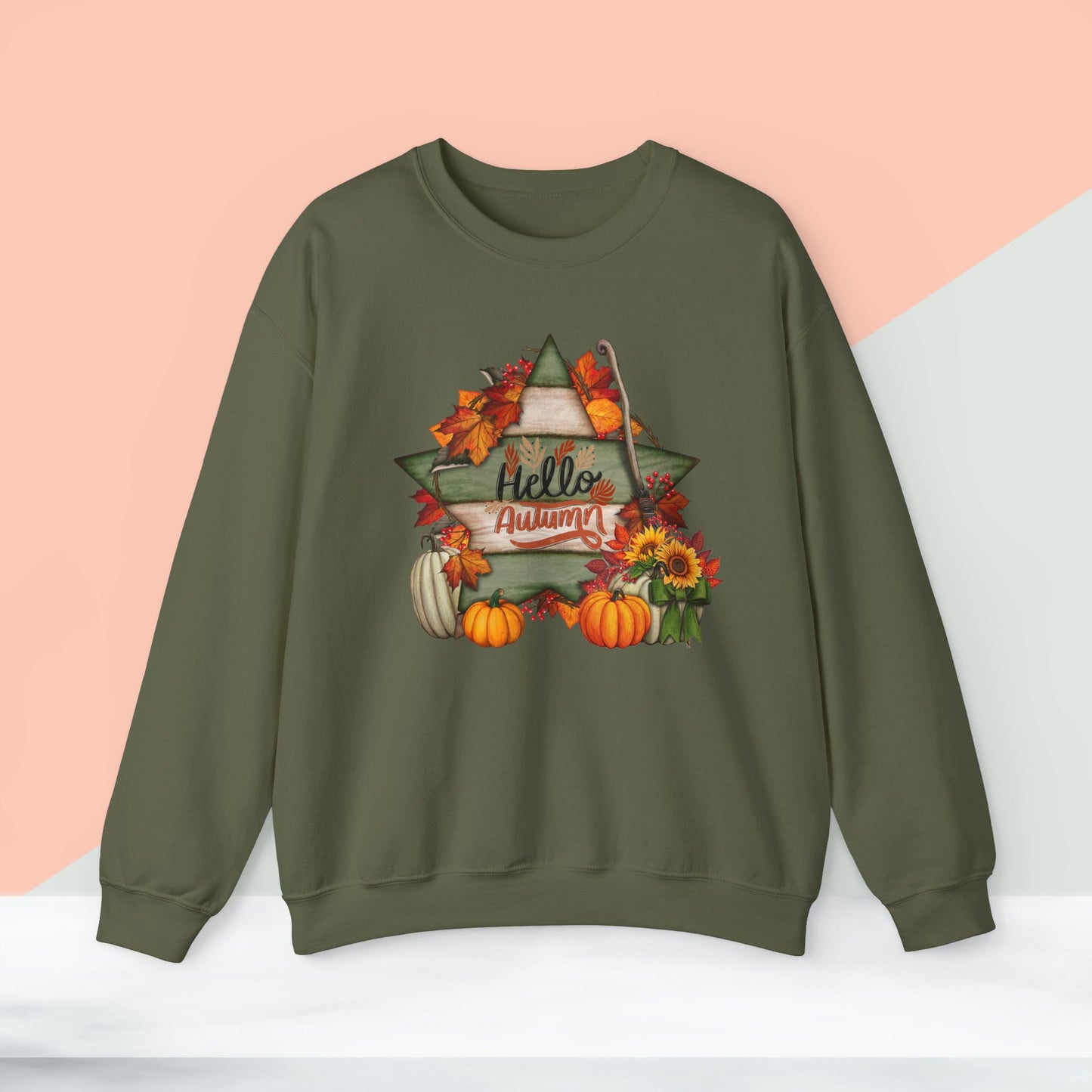 Hello Autumn Thanksgiving  Sweatshirt - Unisex Heavy Blend, Happy Thanksgiving2024 Sweatshirt, Thanksgiving Gift, Festive Sweatshirt.