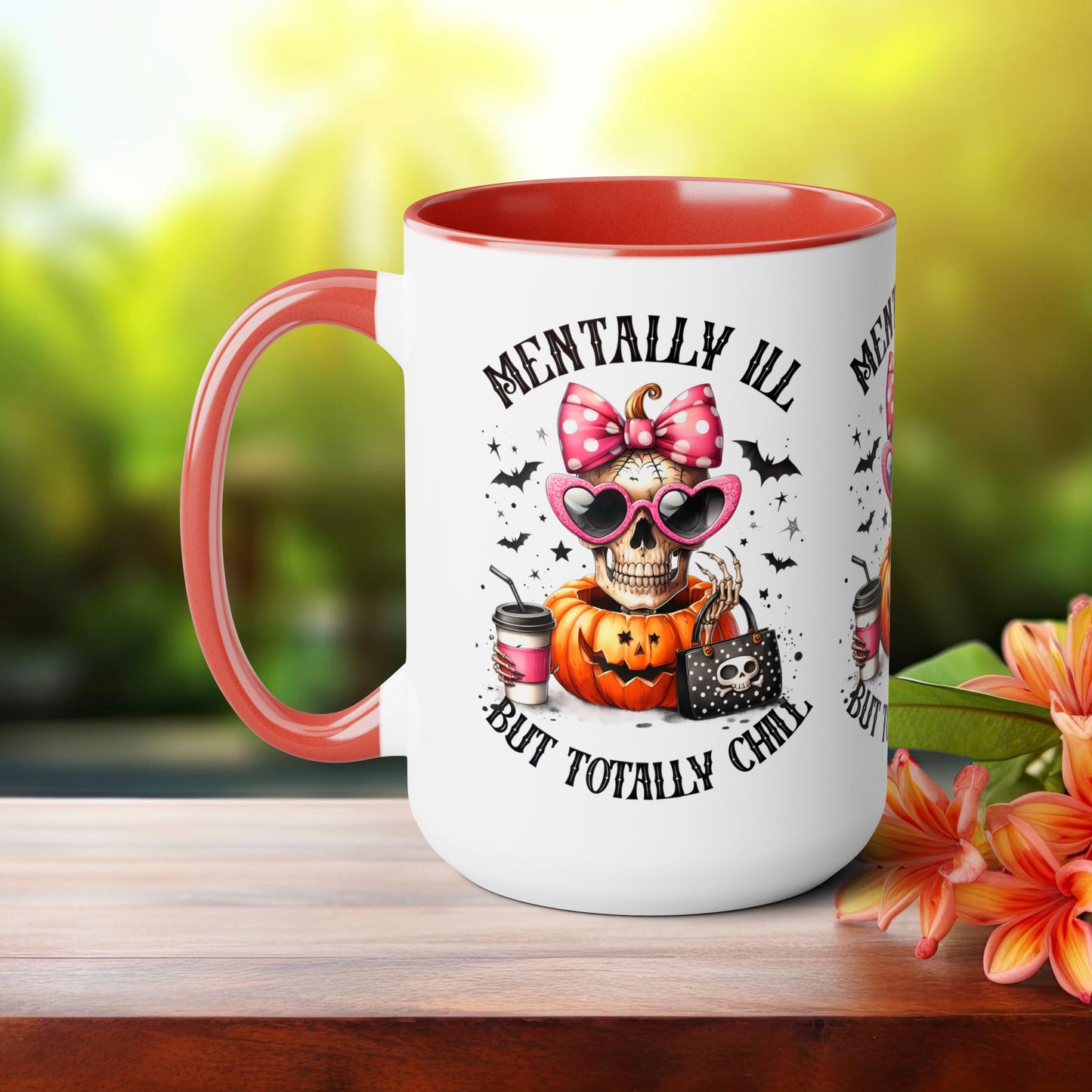 Mentally Ill But Totally Chill Halloween Coffee Mug,  Let's Go Halloween Coffee Mug, Trick or Treat Halloween Coffee Mug, Cute Skeleton Coffee Mug, Spooky Season Halloween Coffee Mug.