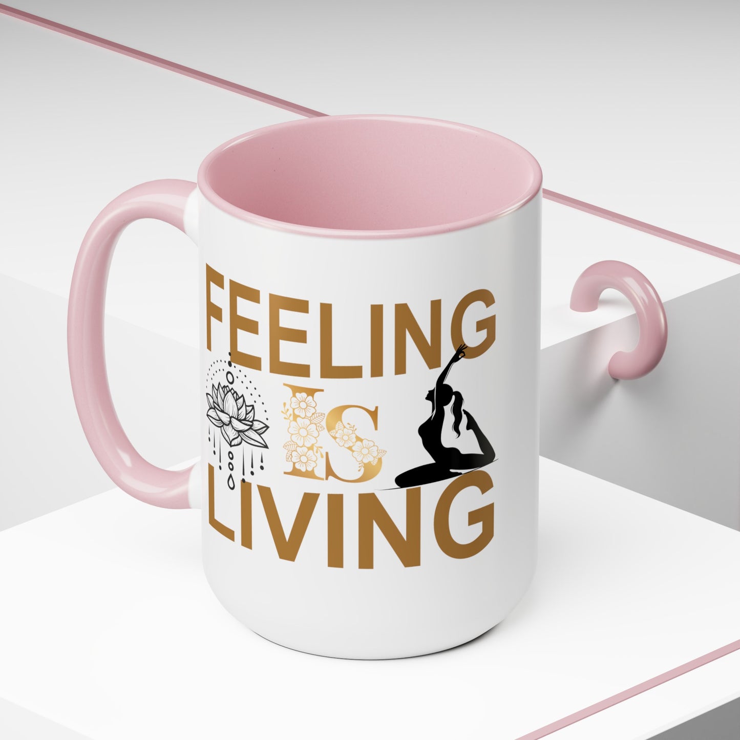 Feeling Is Living Yoga Coffee Mug, Cute Yoga Coffee Mug, Yoga lovers Coffee Mug, Yoga Instructor Gift, Gift For Yoga lover, Gift For Yogi.