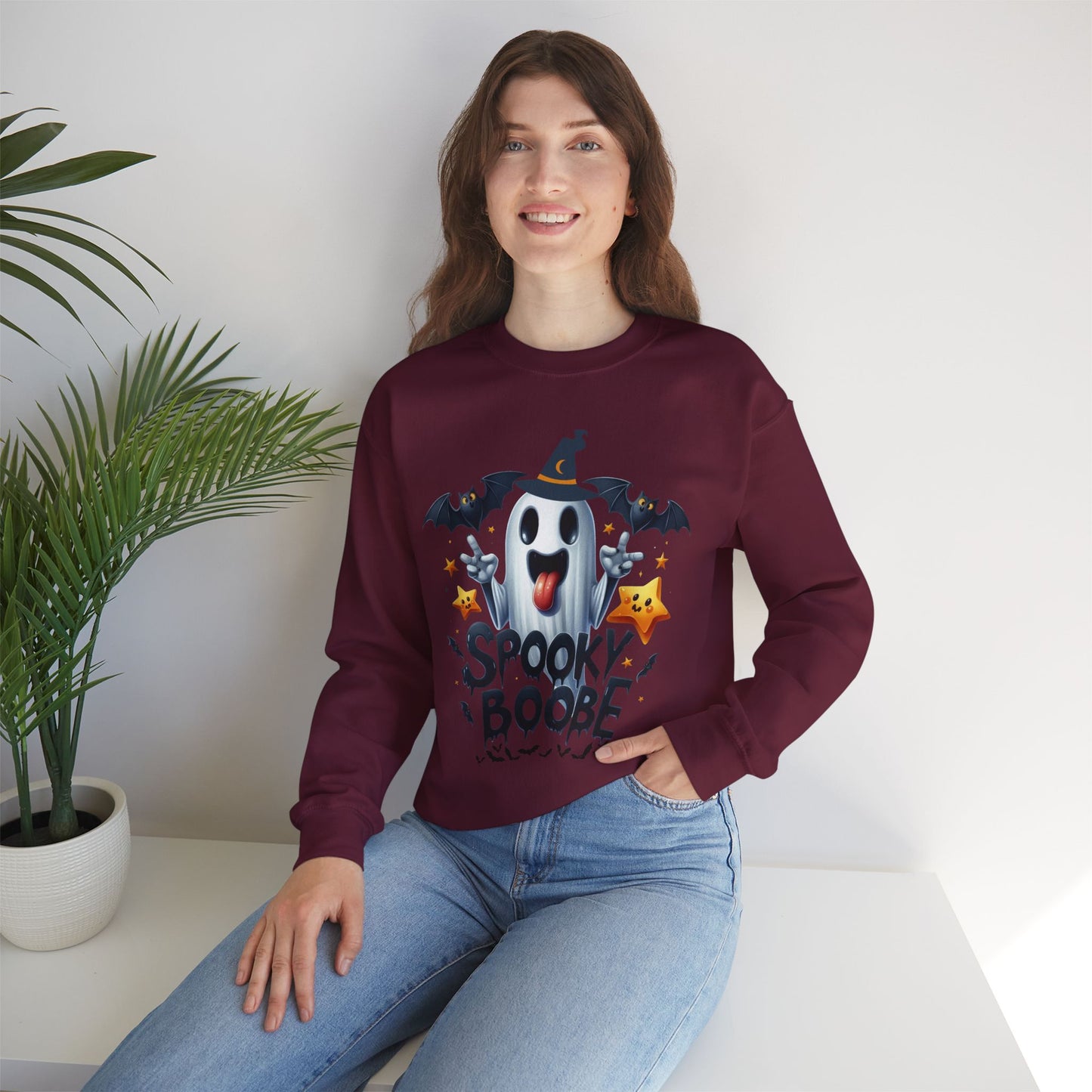 Spooky Halloween Sweatshirt - Unisex Heavy Blend Crewneck, halloween sweatshirt, cute spooky cat sweatshirt.