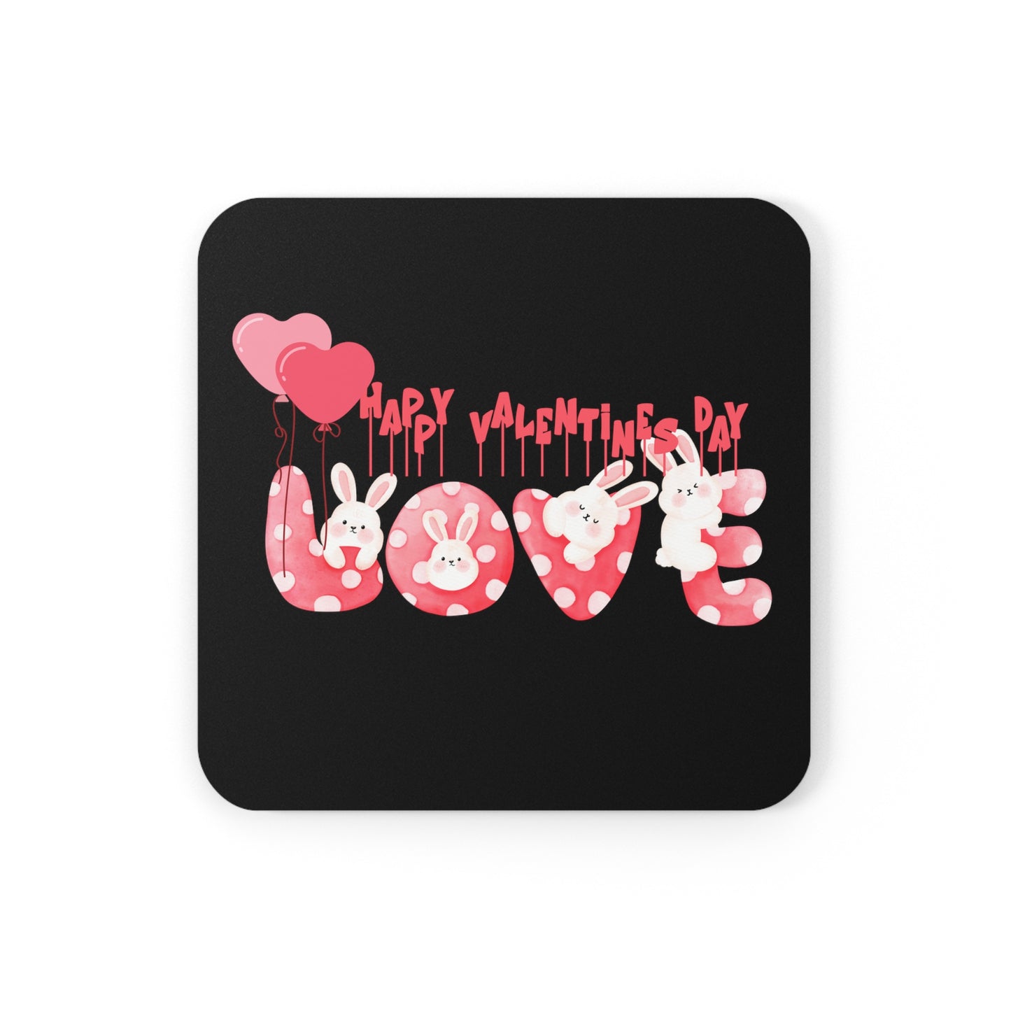 Happy Valentines Day Corkwood Coaster Set