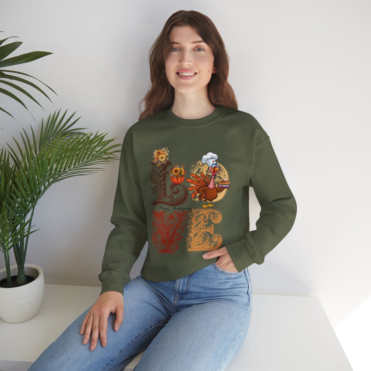 Love Thanksgiving Sweatshirt, HappyThanksgiving Sweatshirt - Unisex Heavy Blend, Happy Thanksgiving2024 Sweatshirt, Thanksgiving Gift, Festive Sweatshirt.