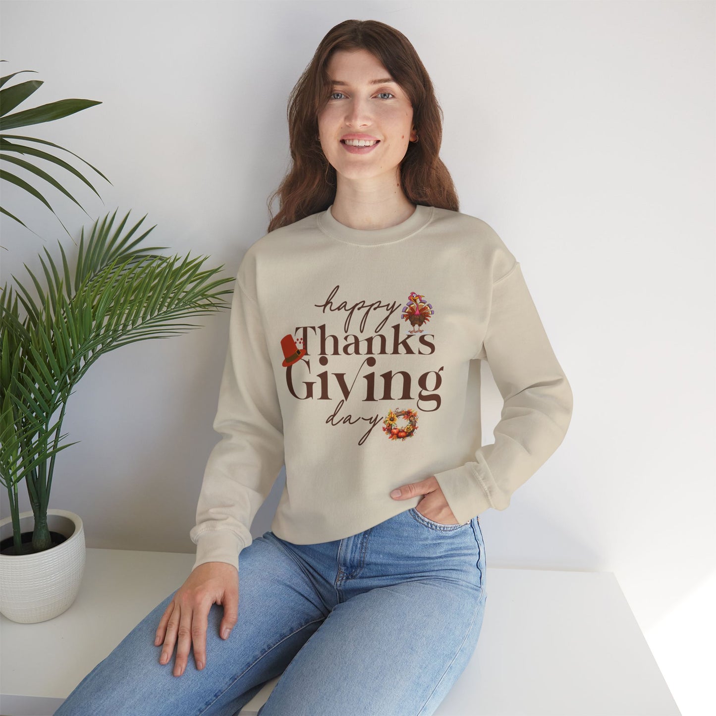 Thanksgiving Sweatshirt, HappyThanksgiving Sweatshirt - Unisex Heavy Blend, Happy Thanksgiving2024 Sweatshirt, Thanksgiving Gift, Festive Sweatshirt.