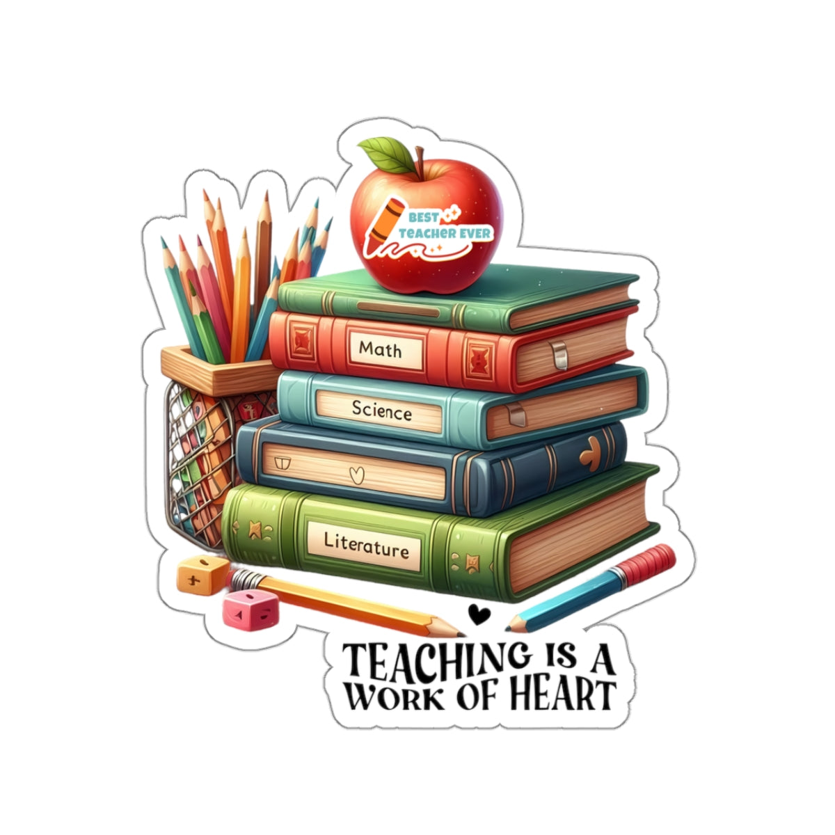 Teaching Is Work Of Heart Back To School Kiss-Cut Stickers, First Grade Squad Kiss-Cut Stickers, Gift for First graders, Ready for School, Back to Learning.