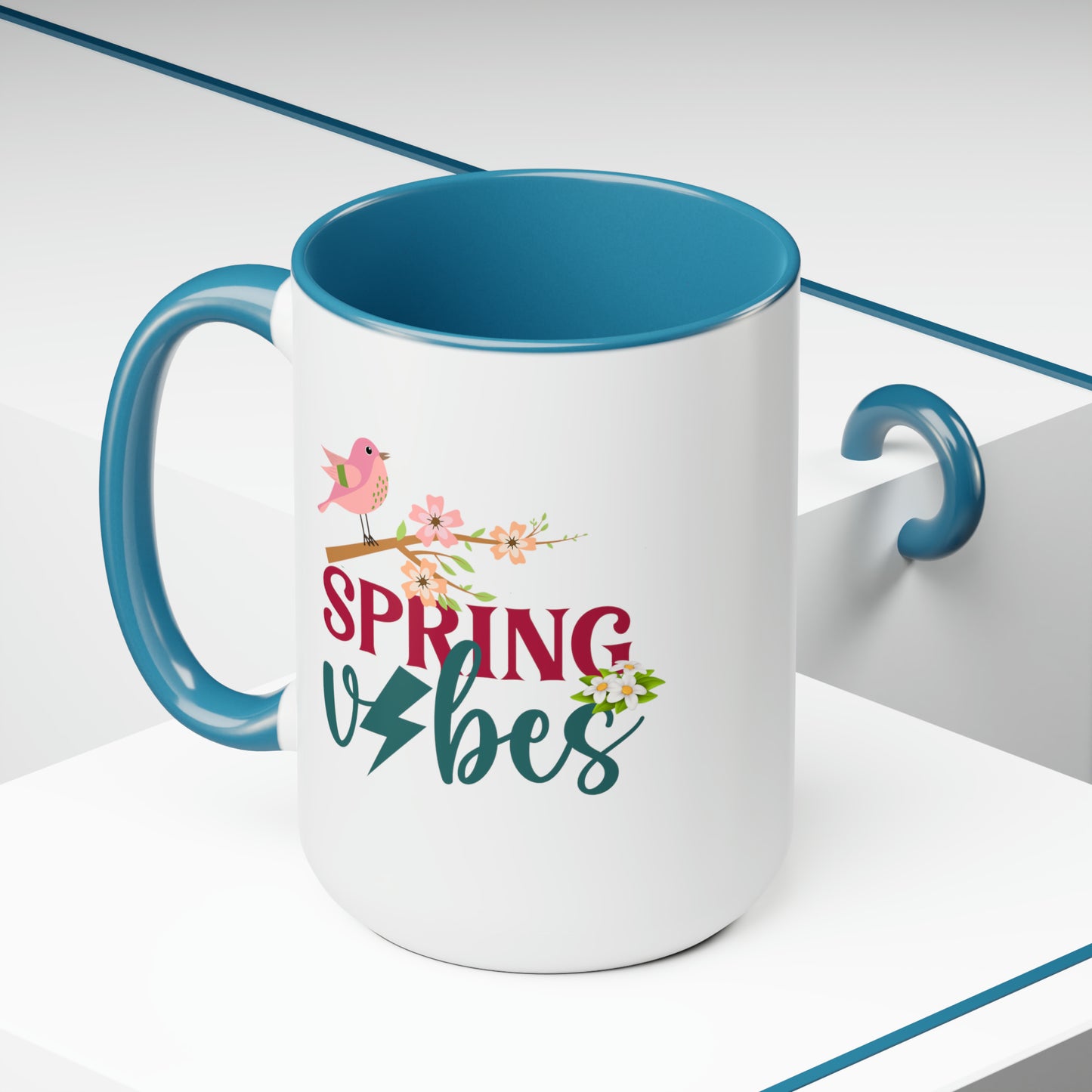 Spring Vibes Trendy two-Tone Coffee Mugs, 15oz