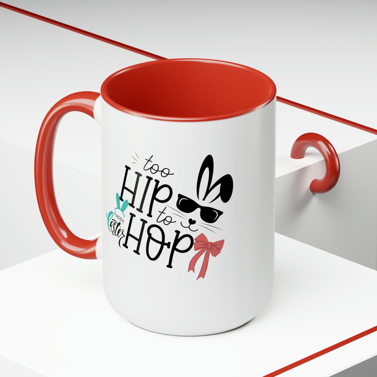 Too Hip To Hop Two-Tone Coffee Mugs, 15oz