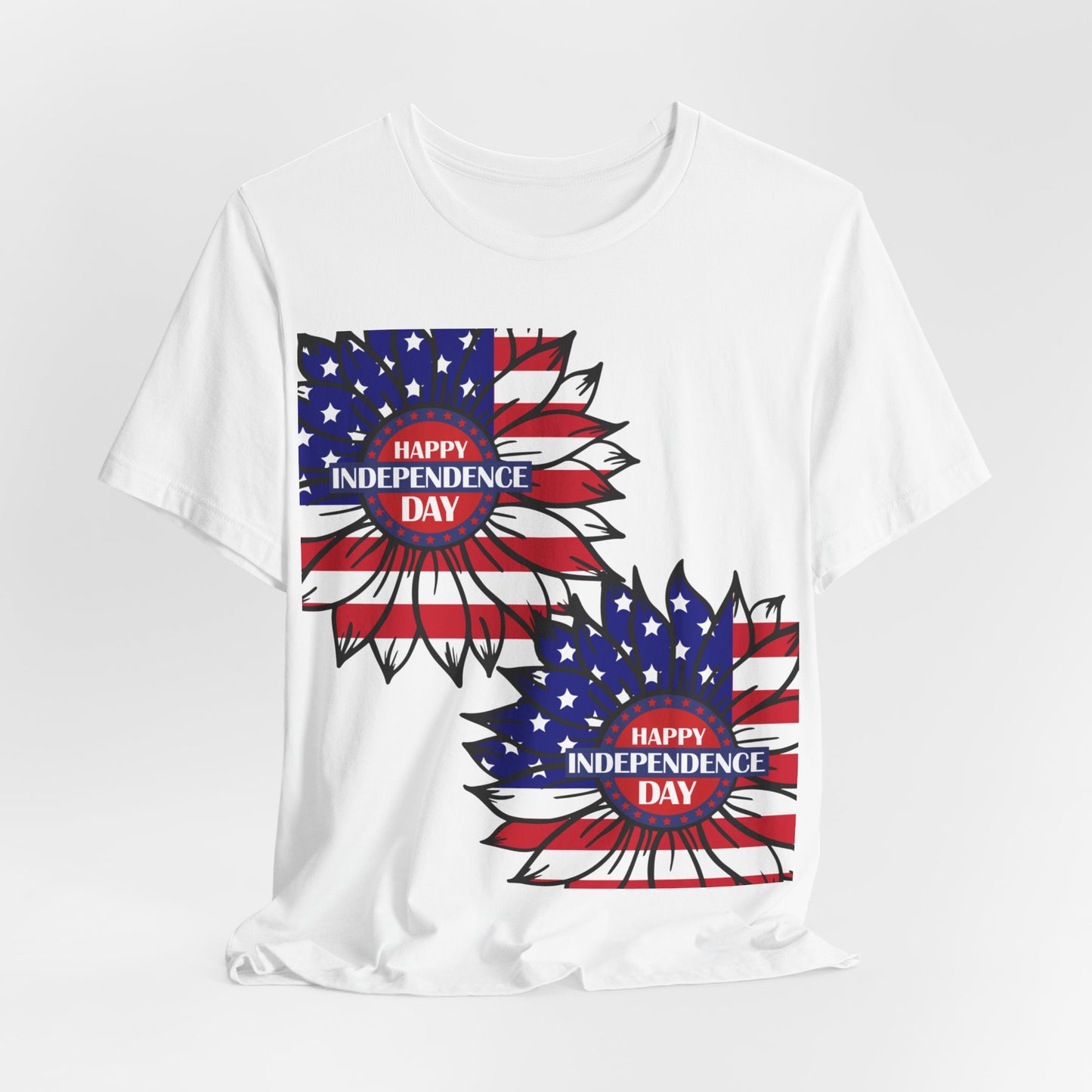 4th of July T-Shirt, Happy Independence Day Sunflower T-Shirt, Fourth of July unisex jersey short sleeve.