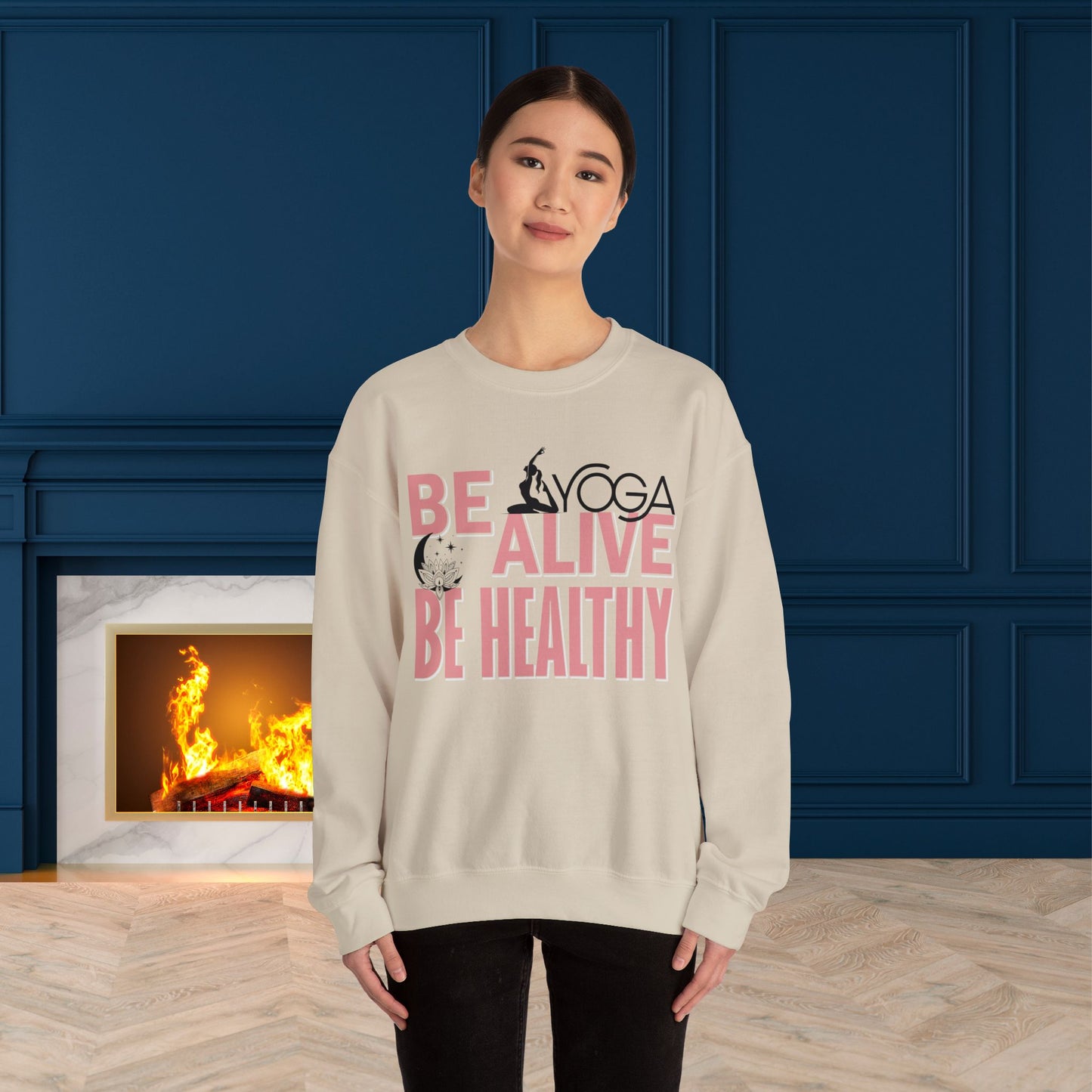 Be Alive Be Healthy Yoga unisex heavy blend crewneck sweatshirt,Yoga workout Sweatshirt,Yoga lovers Sweatshirt, Yoga Instructor Gift, Gym Sweatshirt, Gift For Yoga lovers, Gift For Yogi.